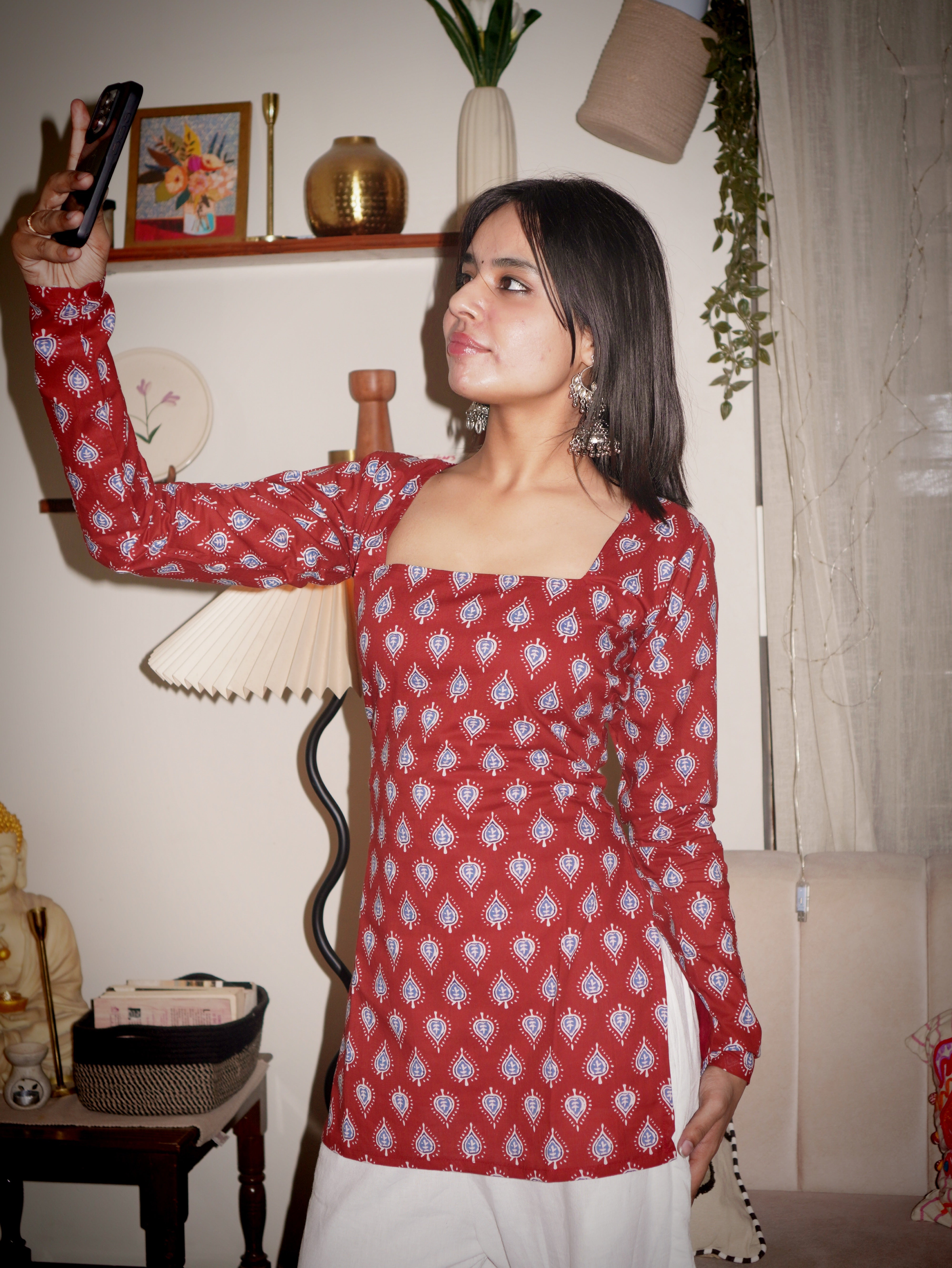 NAAZ FULL SLEEVED CORSET BACK KURTI