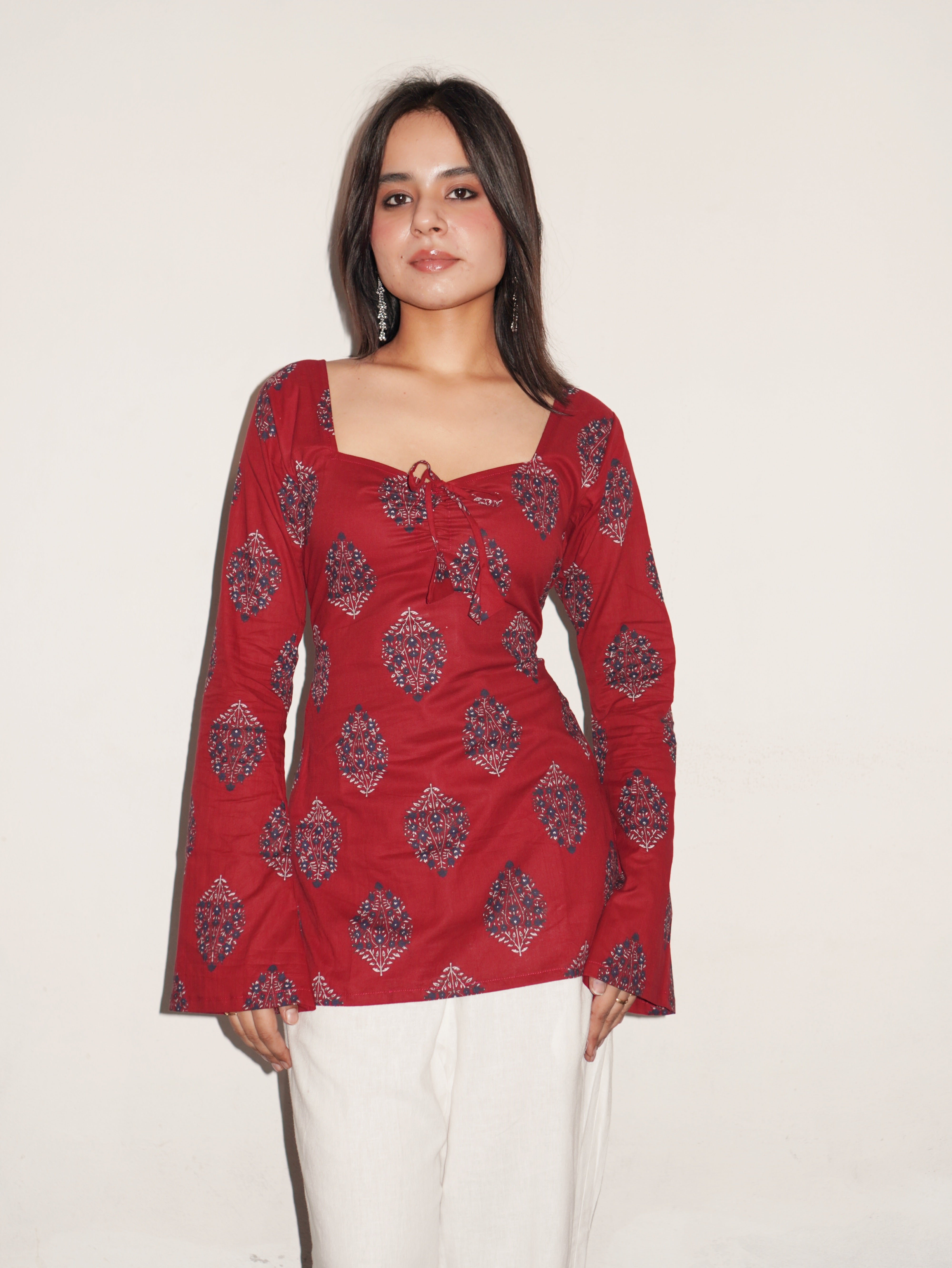 Rehmat Bell Sleeved Corset Back Kurti