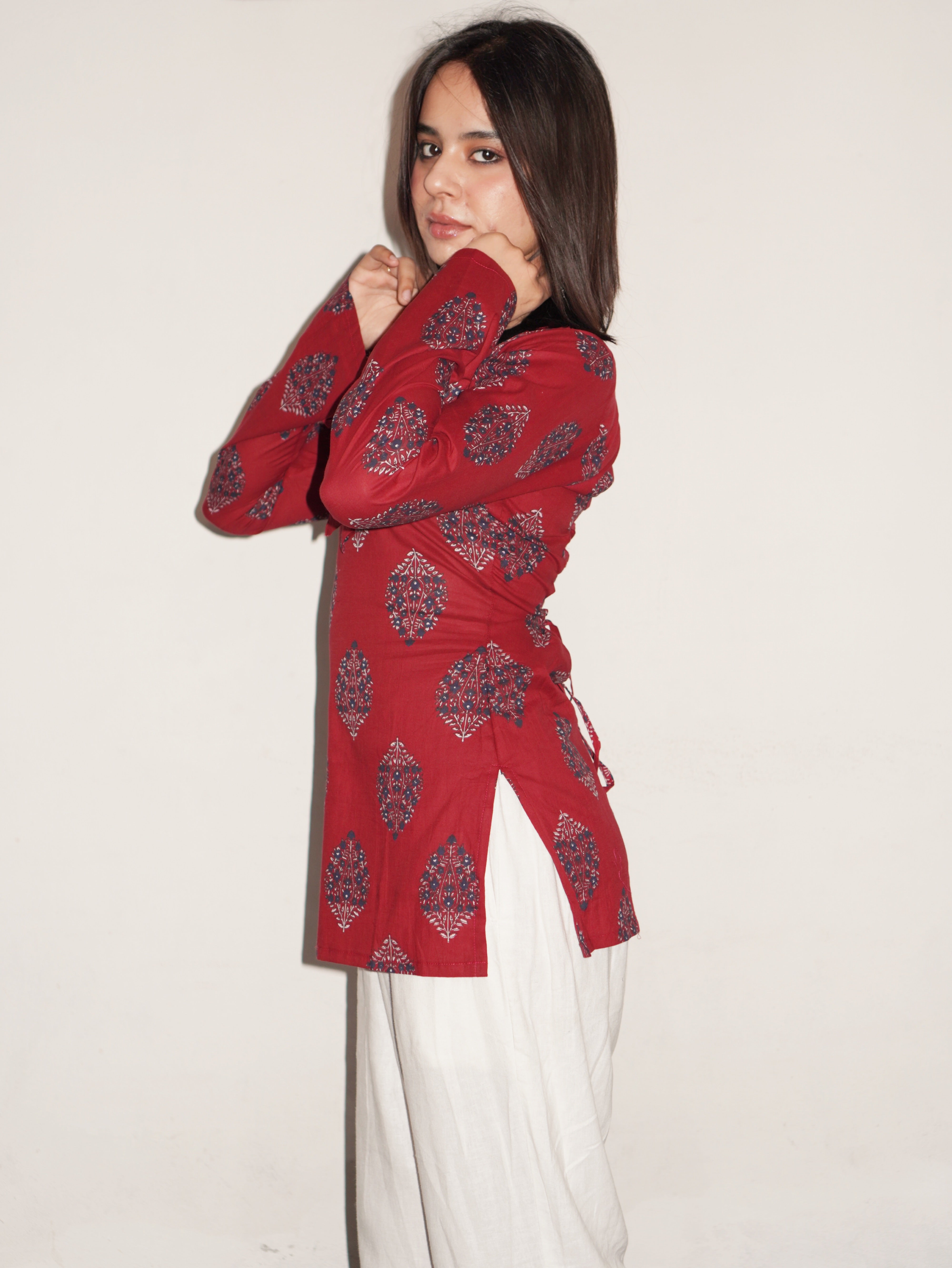 Rehmat Bell Sleeved Corset Back Kurti