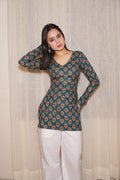 NAIRA FULL SLEEVE CORSET BACK KURTI