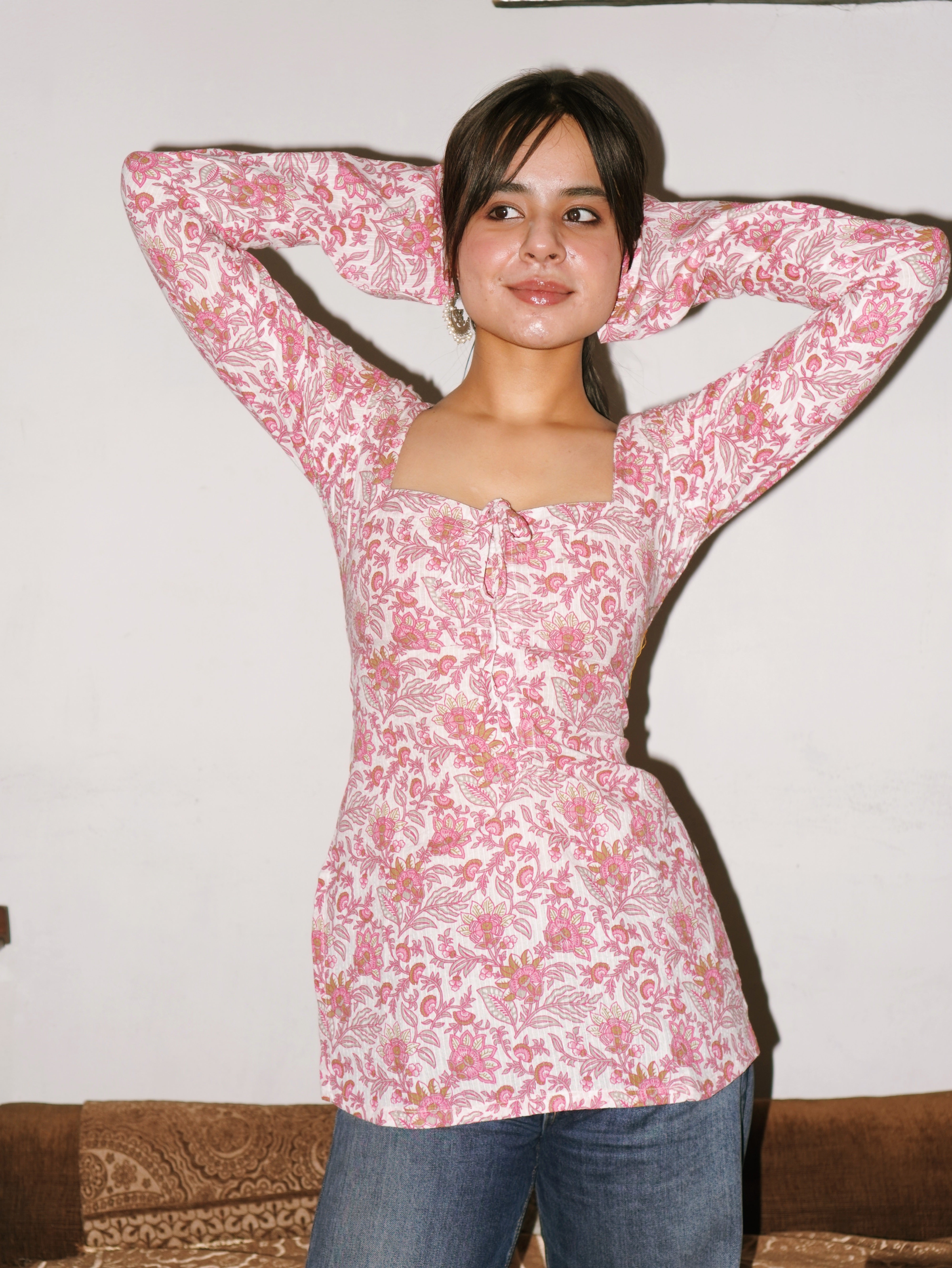 Lily Bell Sleeved Corset Back Kurti
