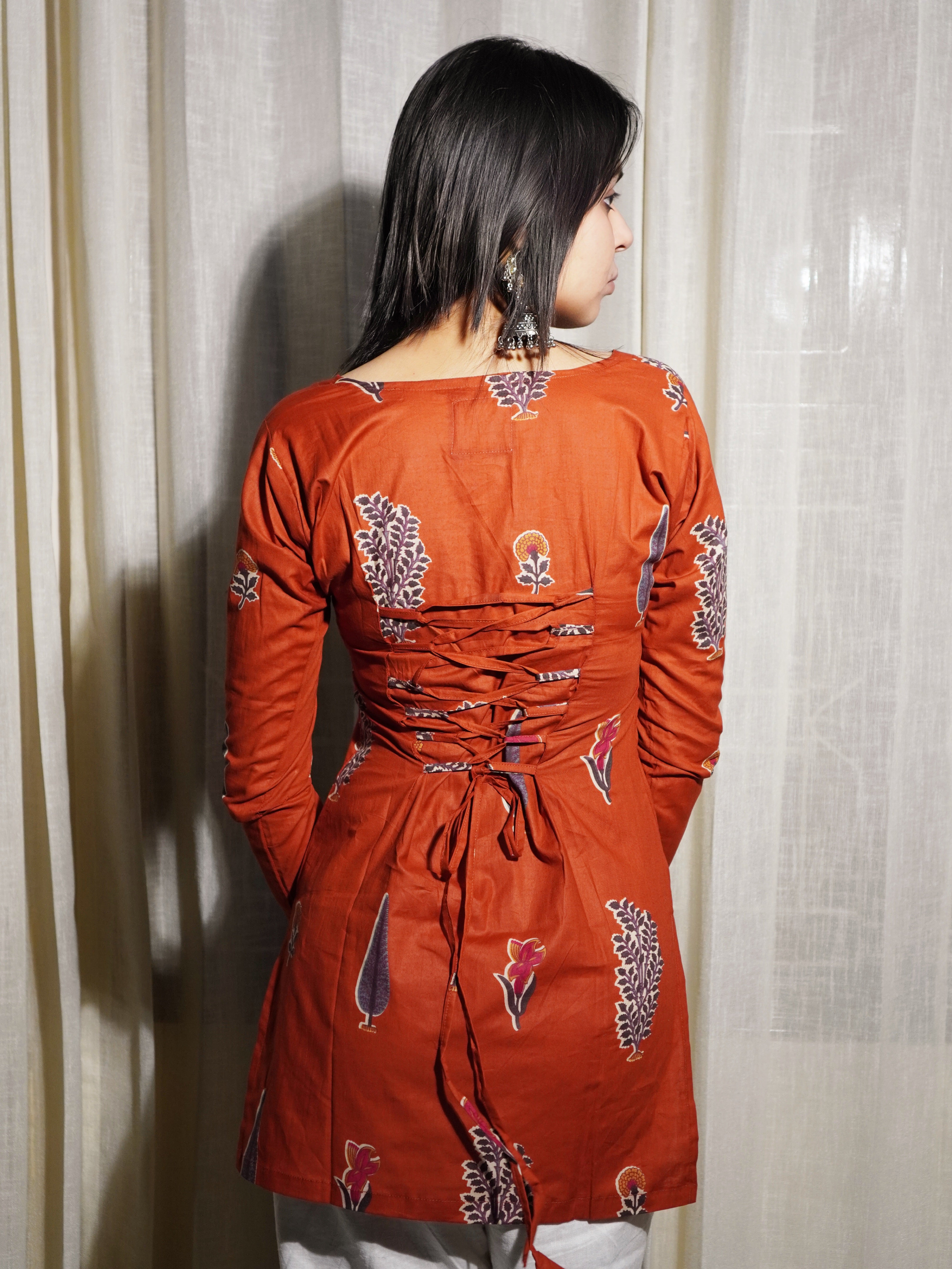 PRISHA LONG SLEEVED CORSET BACK KURTI