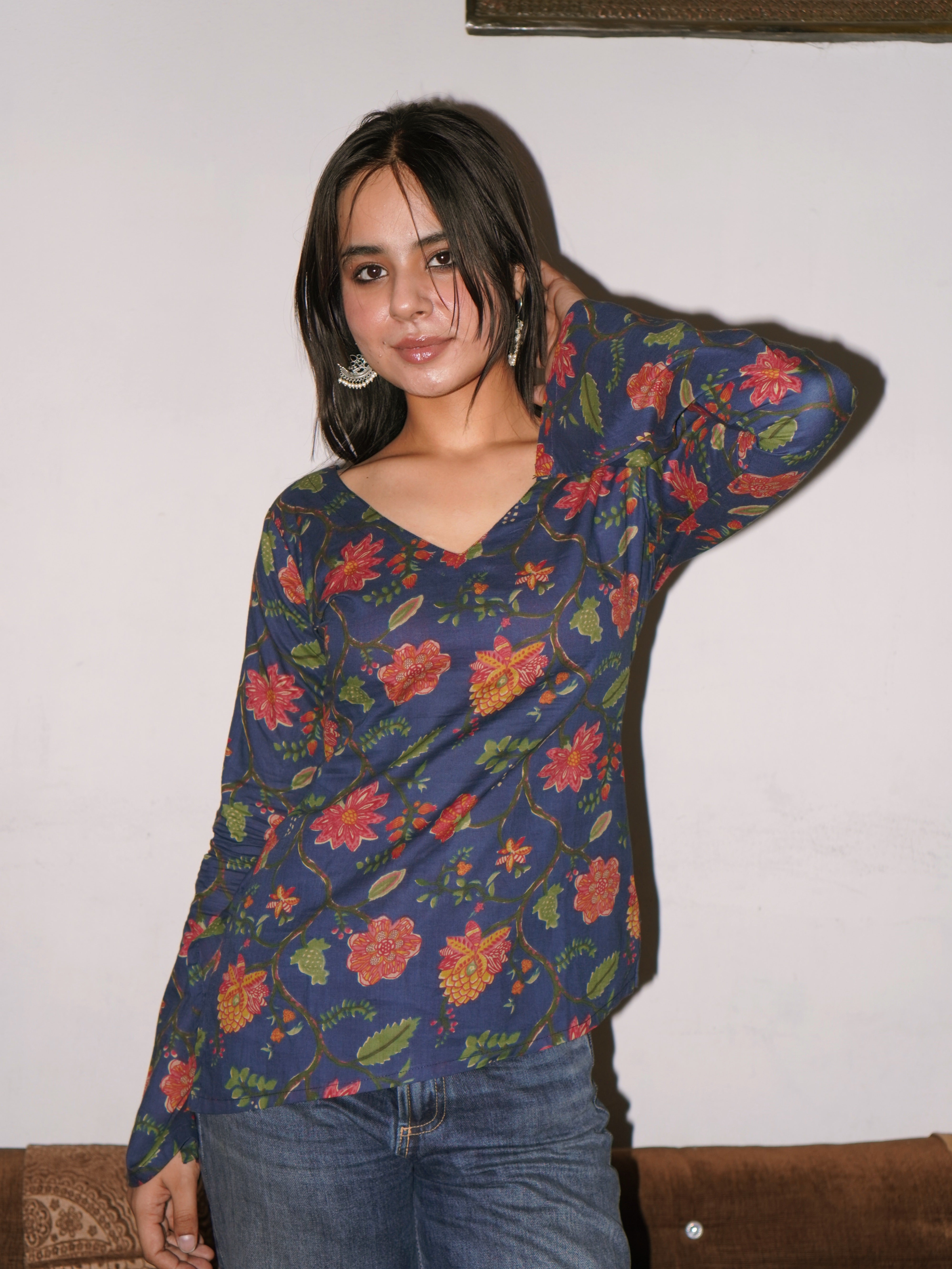 Rooh side bend deep back kurti