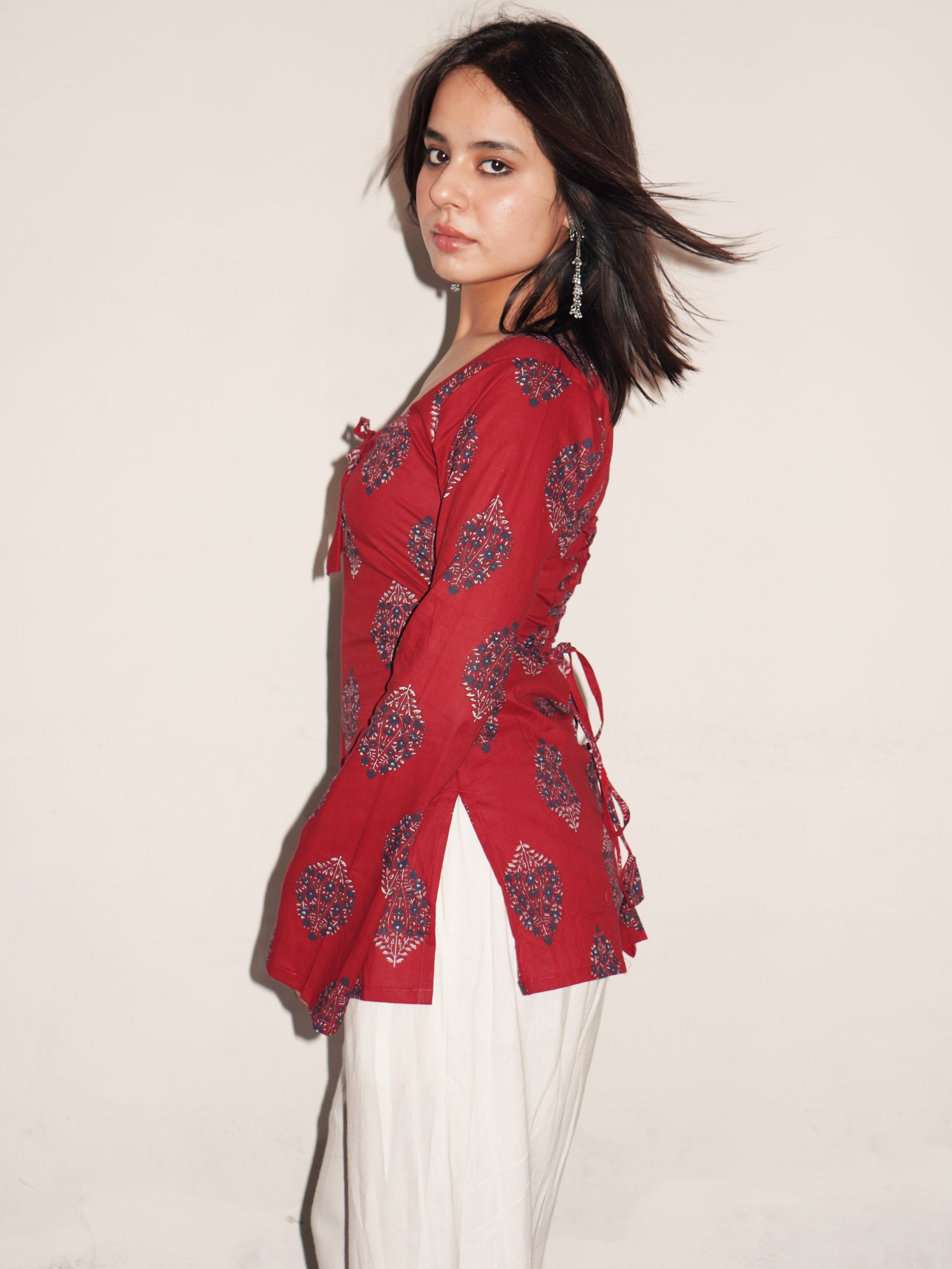 Rehmat Bell Sleeved Corset Back Kurti