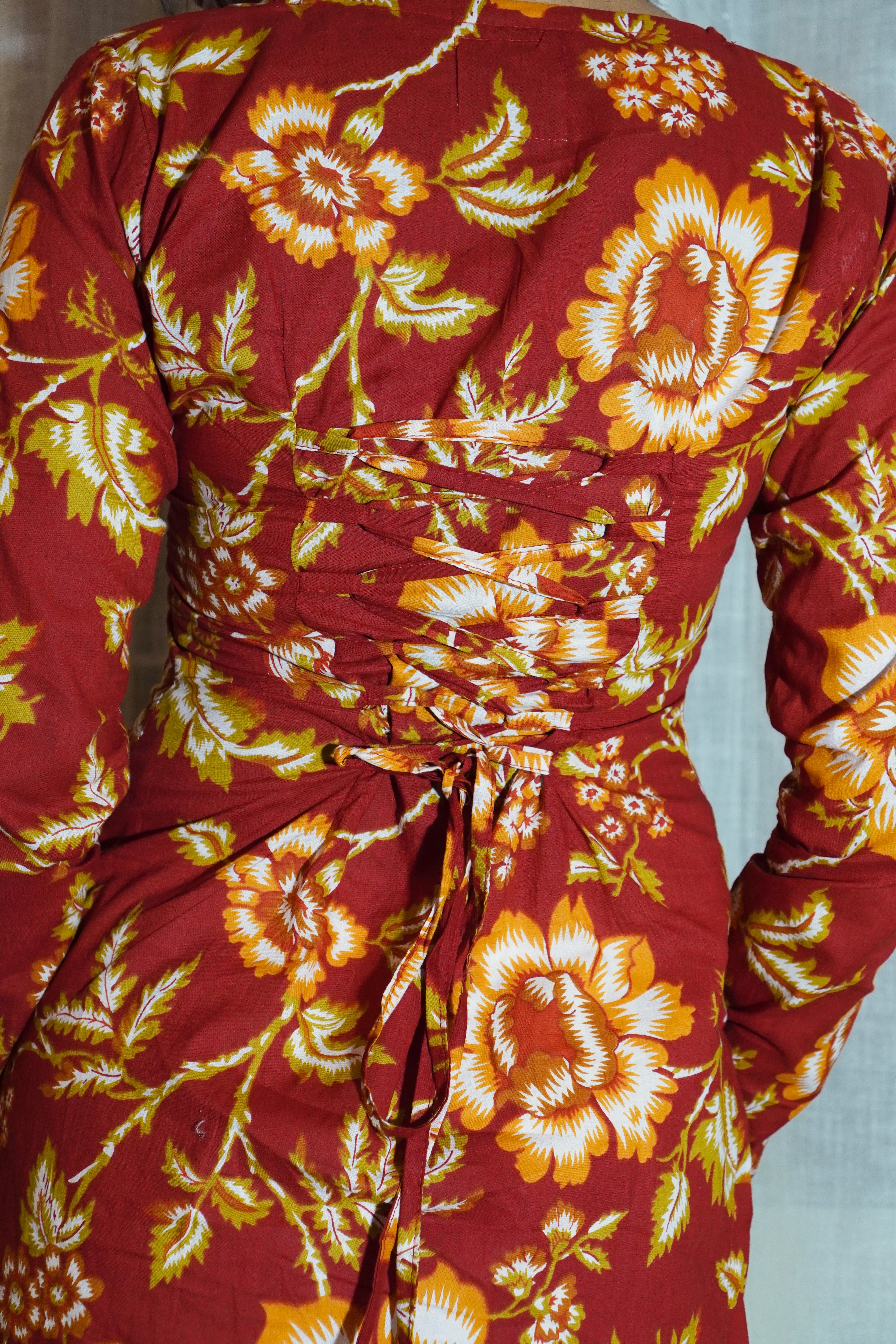 SARA FULL SLEEVED CORSET KURTI
