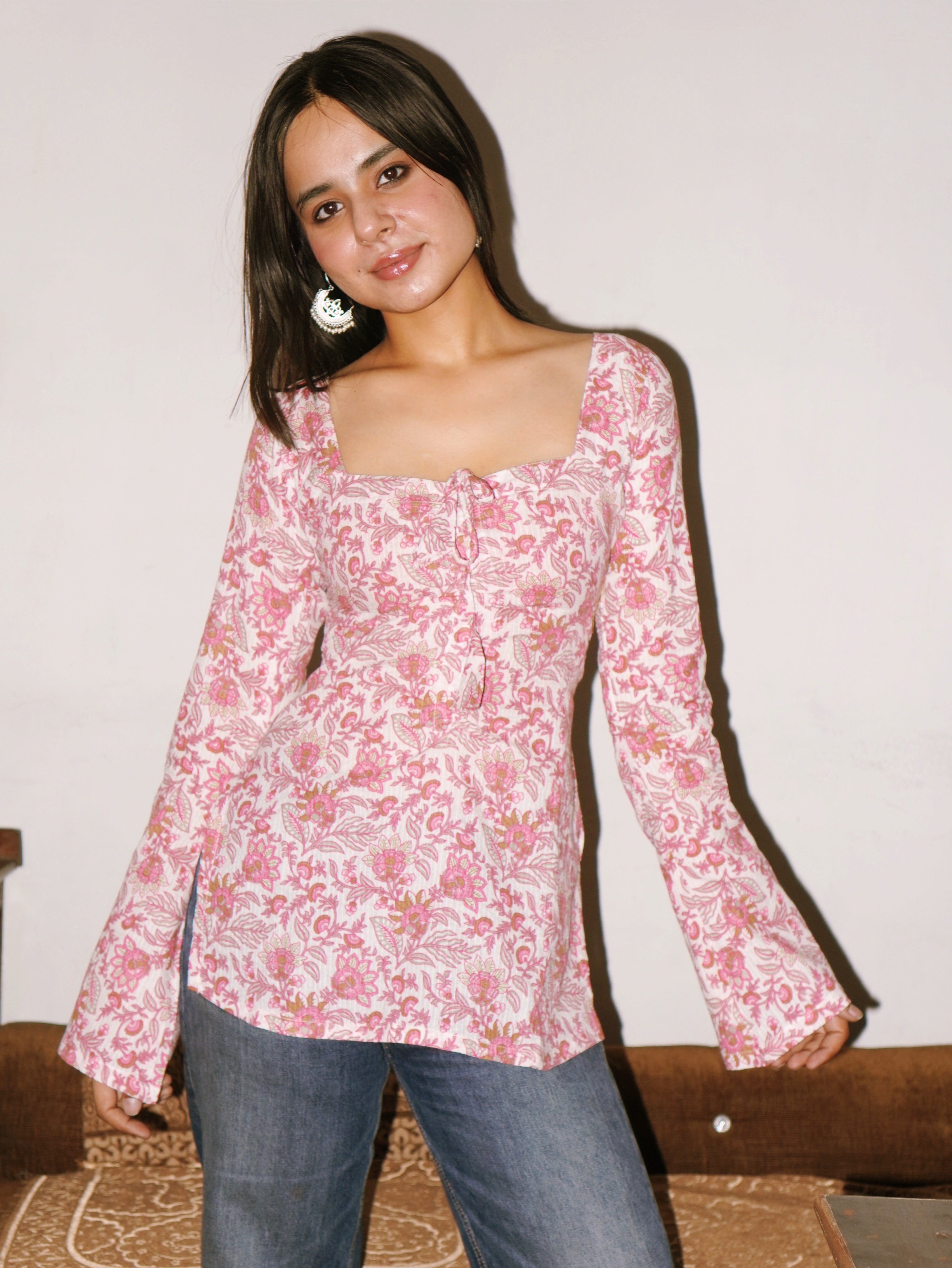 Lily Bell Sleeved Corset Back Kurti