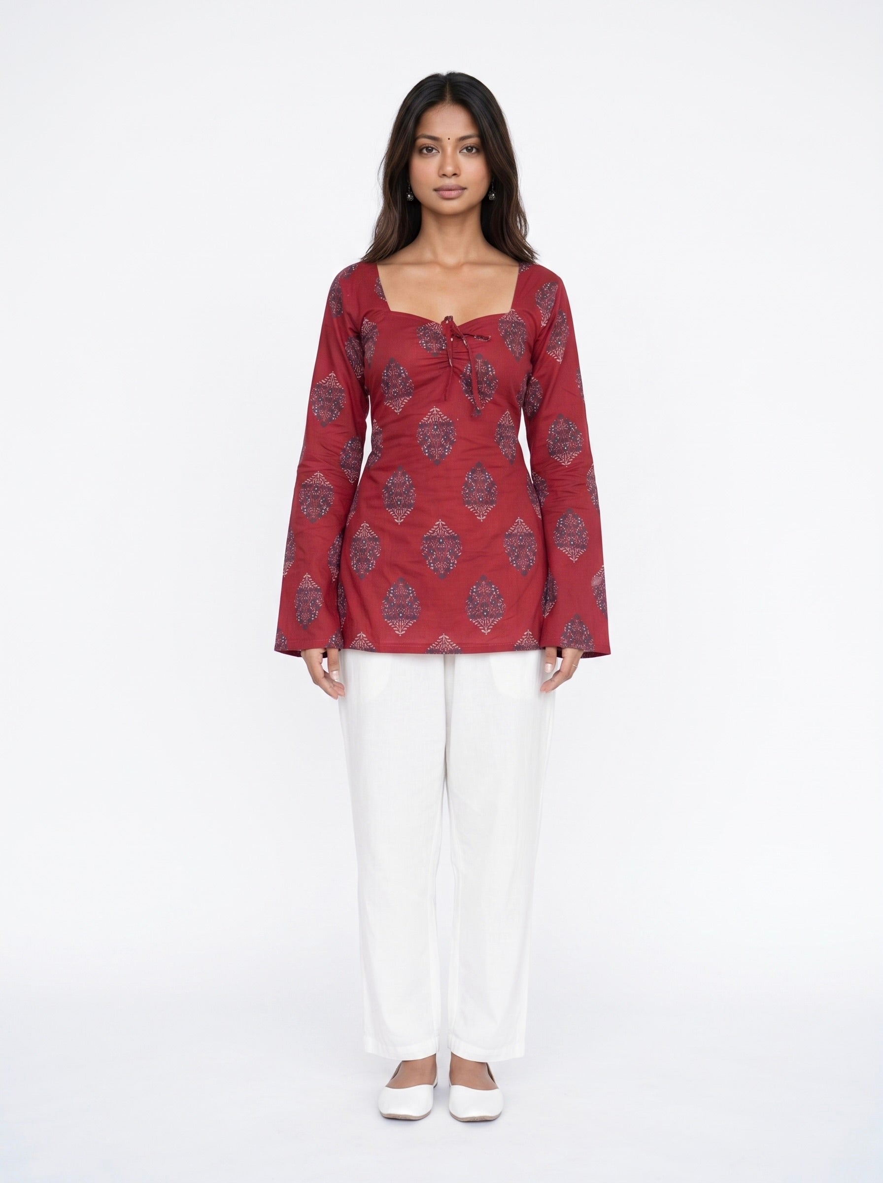 Rehmat Bell Sleeved Corset Back Kurti
