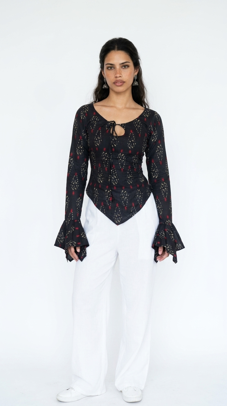 Tevar Ruffle Sleeve Corset Top