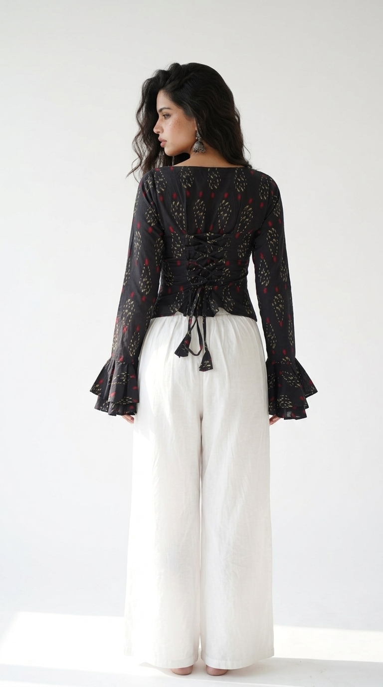 Tevar Ruffle Sleeve Corset Top