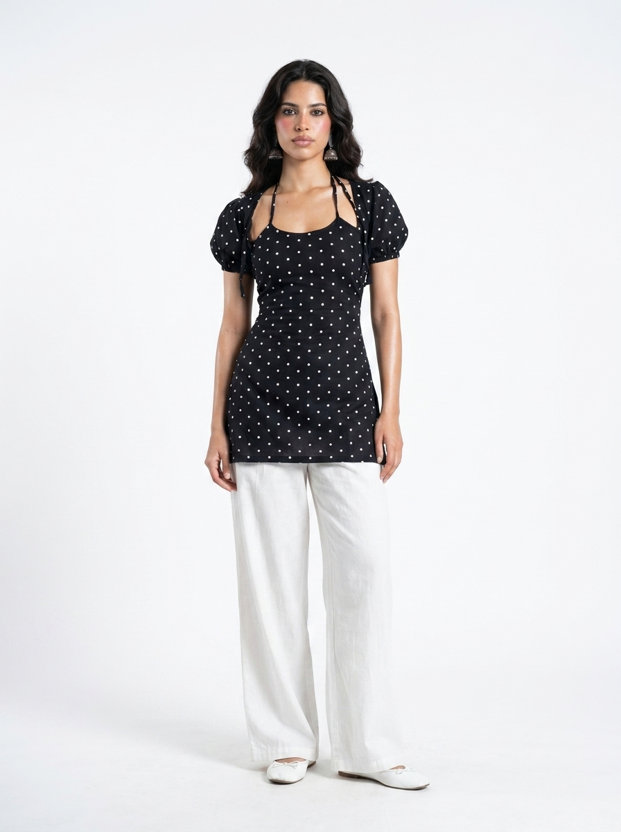 Bindi Polka Dot Corset Back Kurti