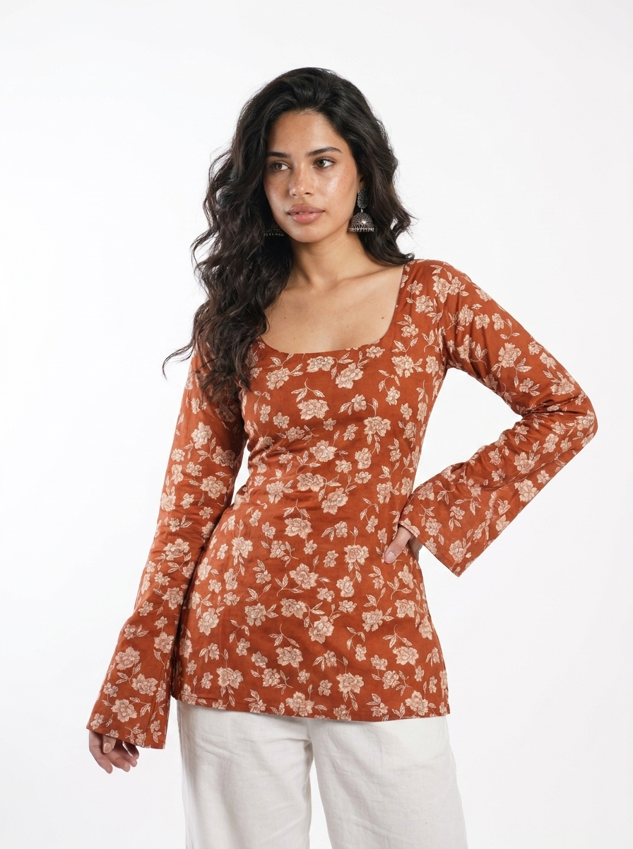 AAROHI DEEP BACK BELL SLEEVED KURTI