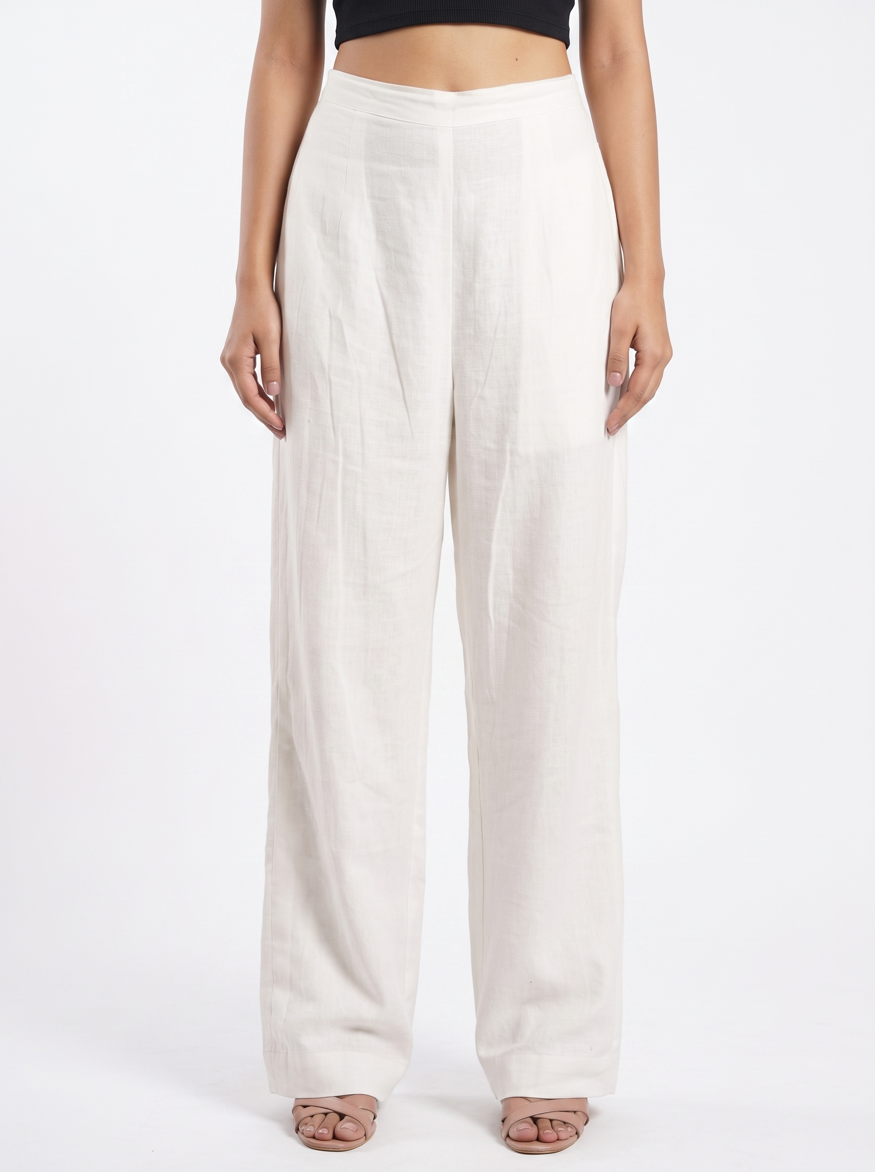 White Wide Leg Linen Pants
