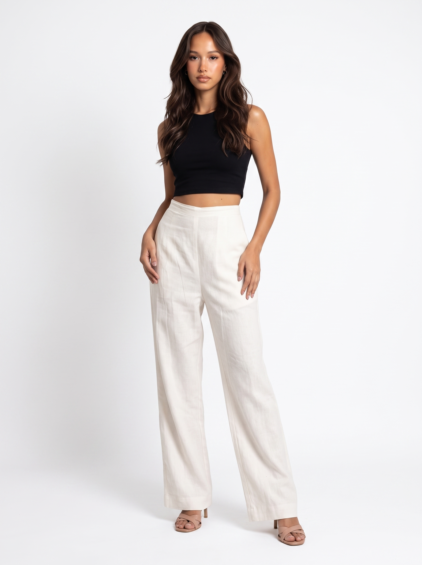 White Wide Leg Linen Pants