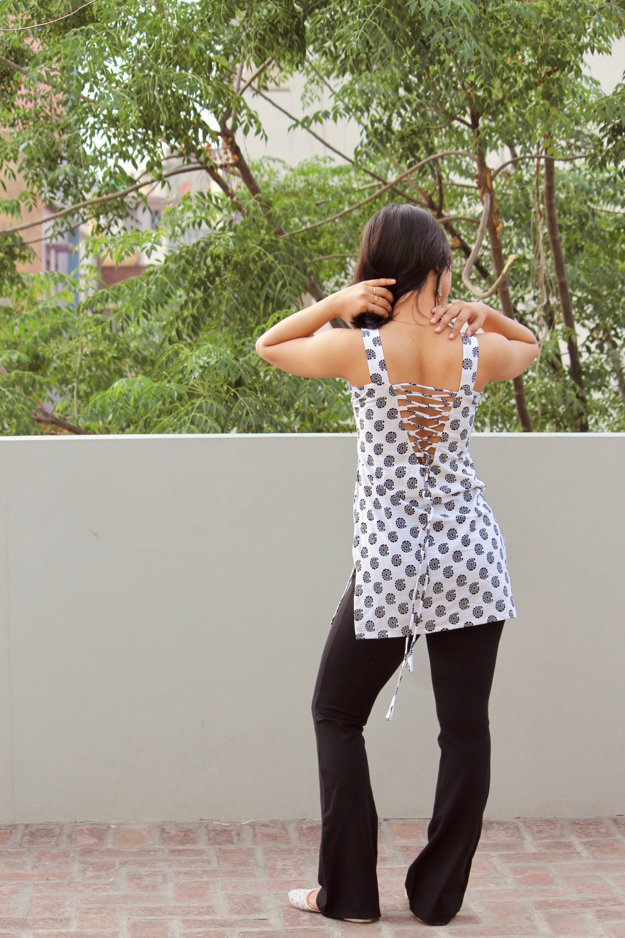 Noor Block Print Strap Kurti