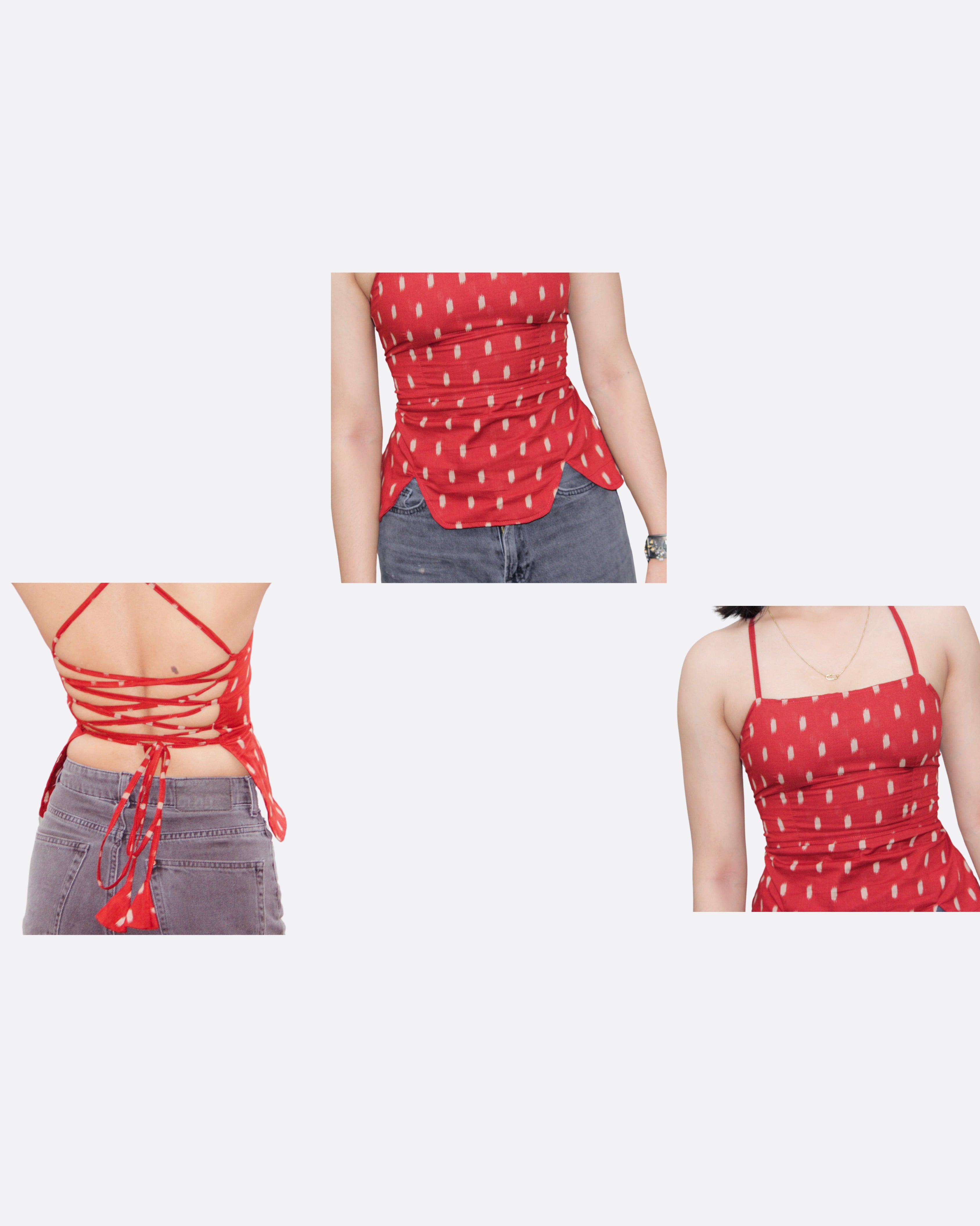 Rust Ikat Strappy Corset Top