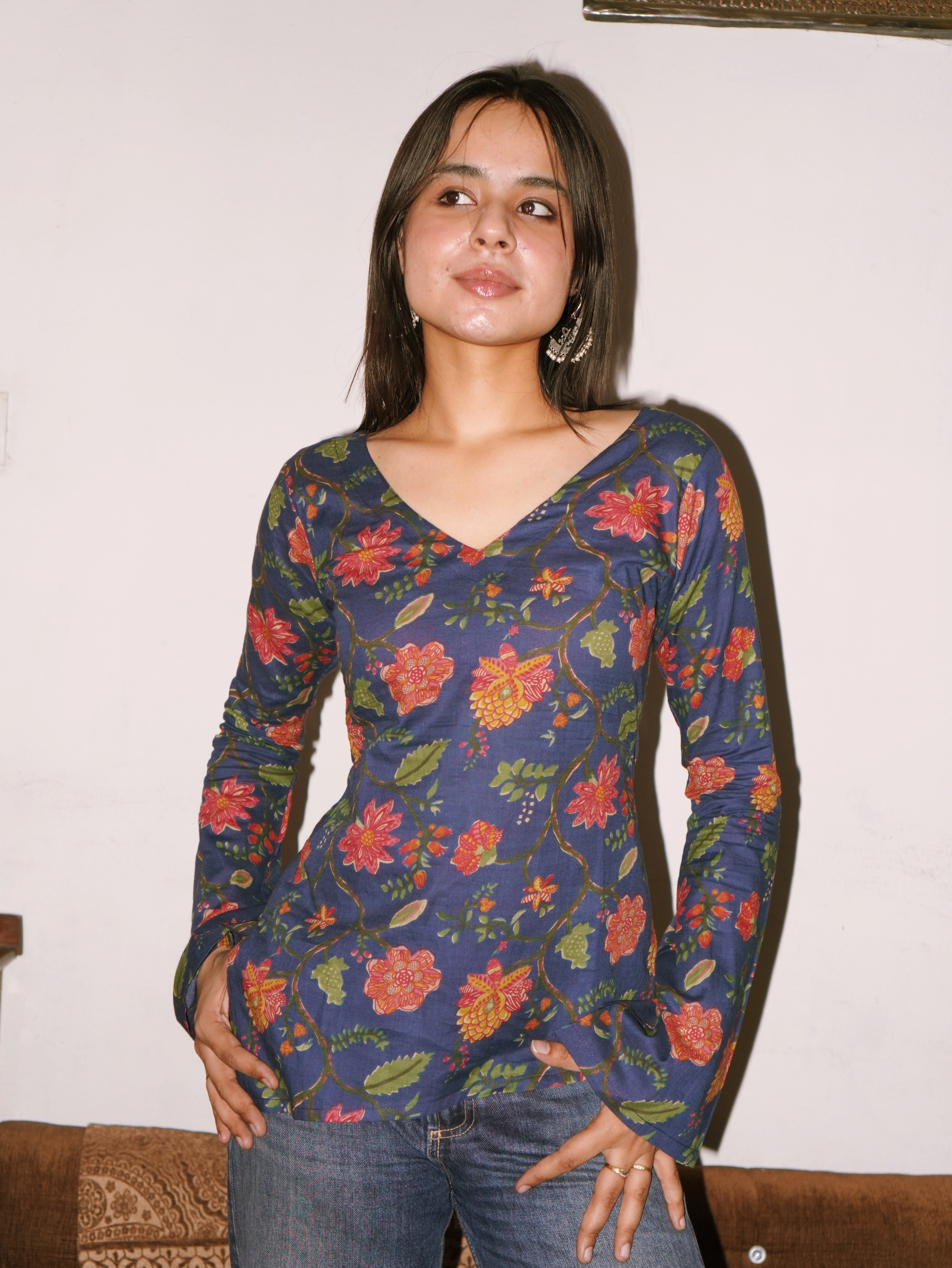 Rooh side bend deep back kurti