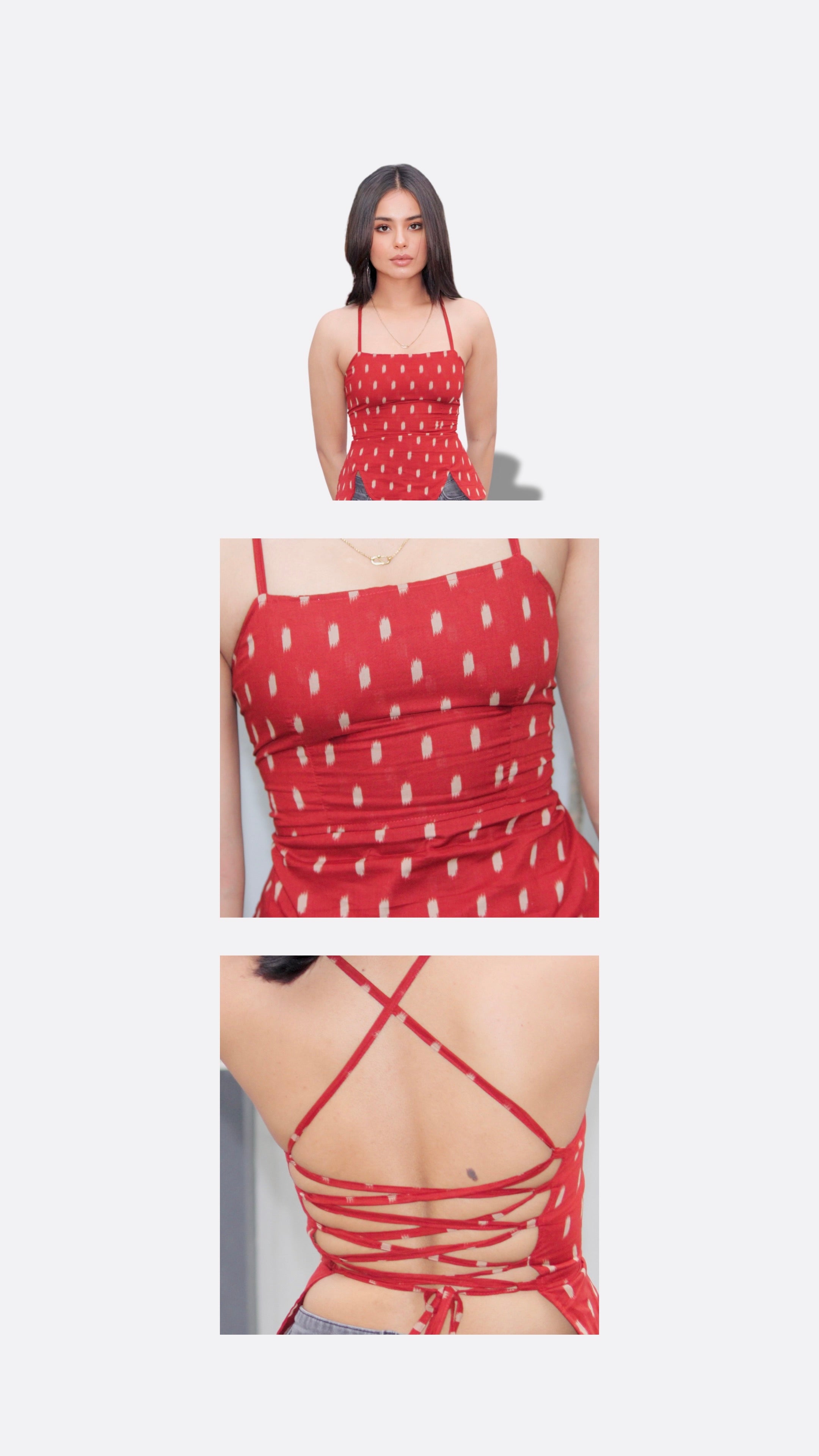 Rust Ikat Strappy Corset Top