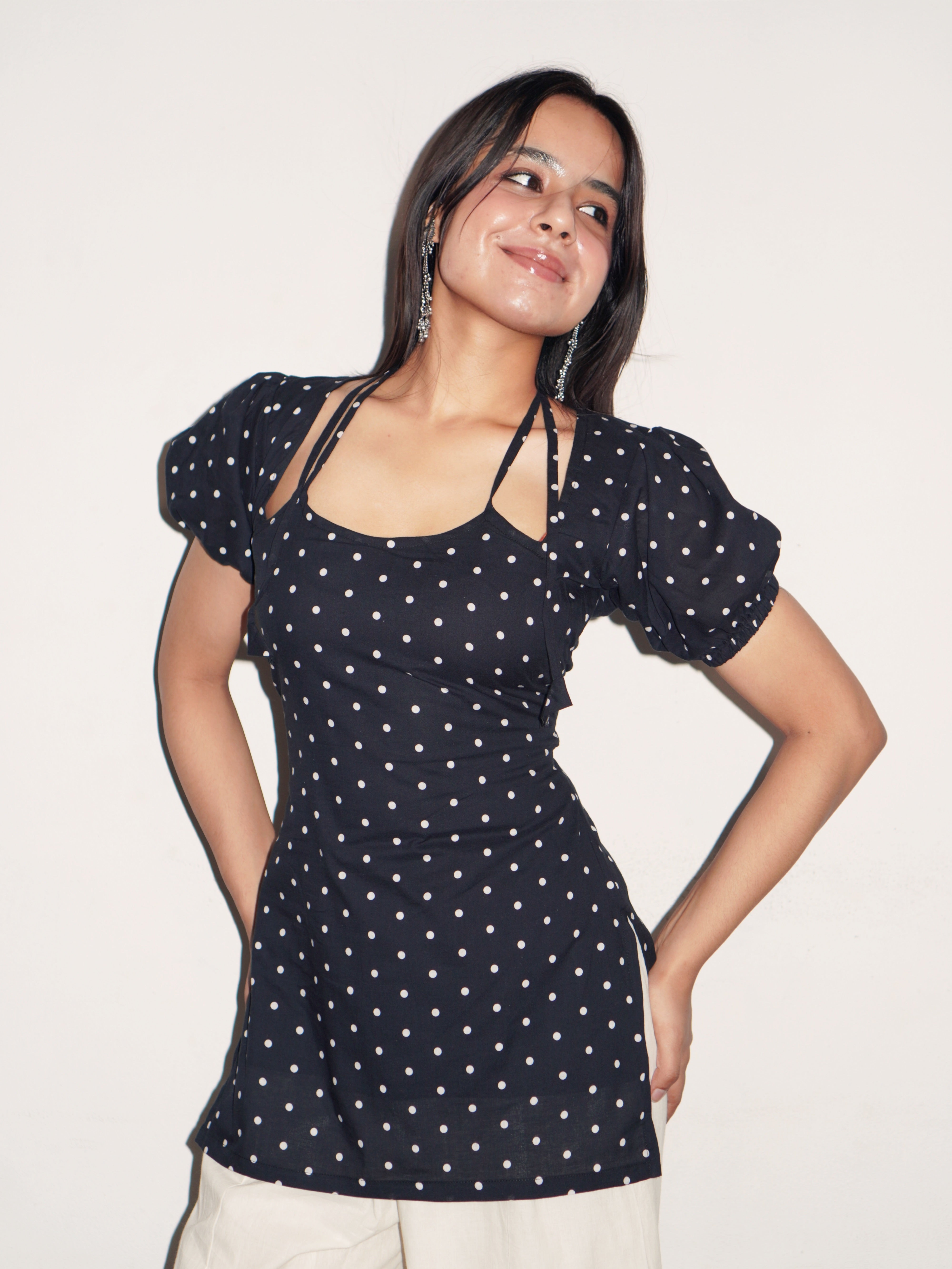 Bindi Polka Dot Corset Back Kurti
