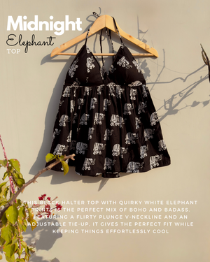 Midnight Elephant Halter Top
