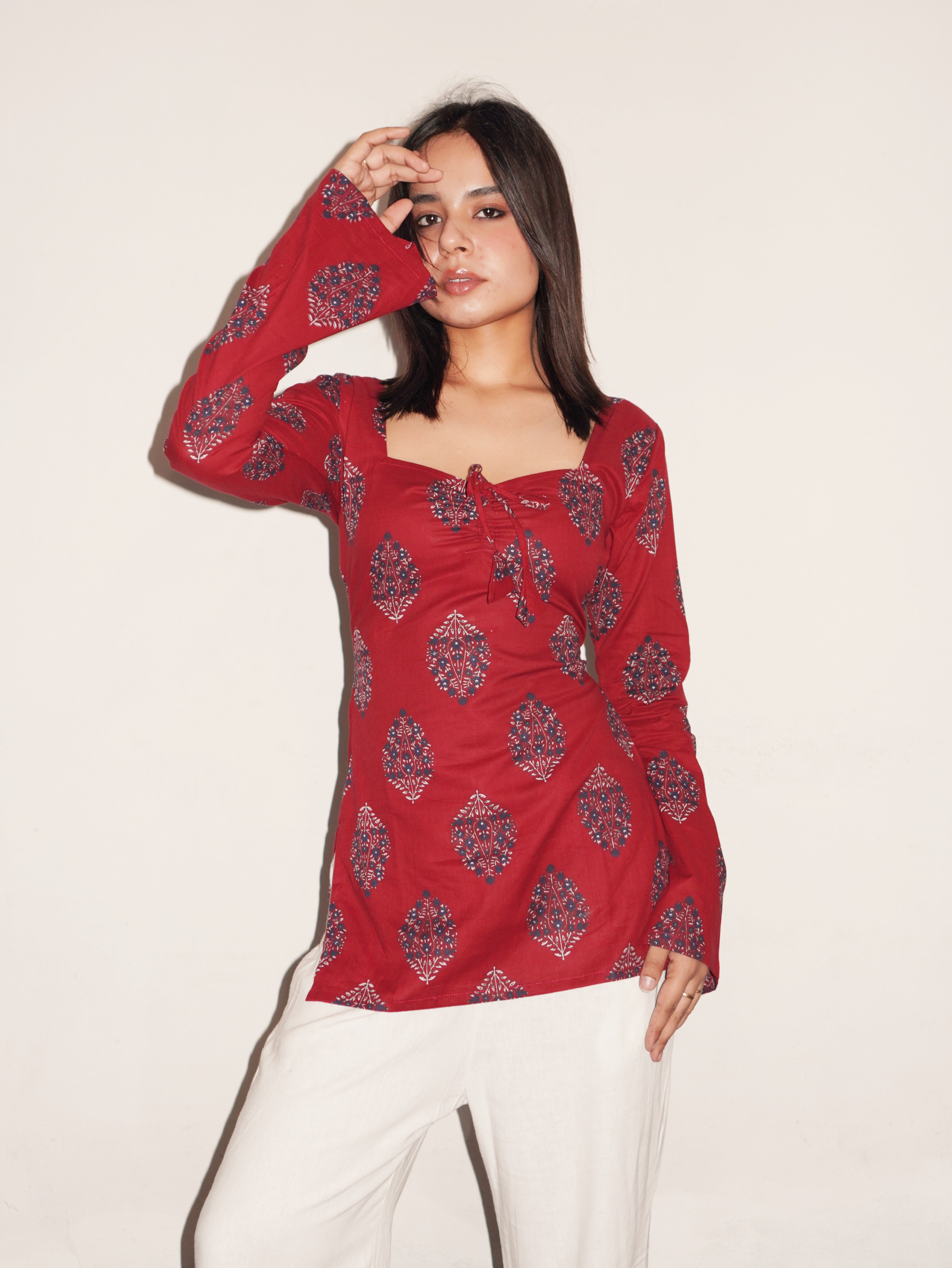 Rehmat Bell Sleeved Corset Back Kurti