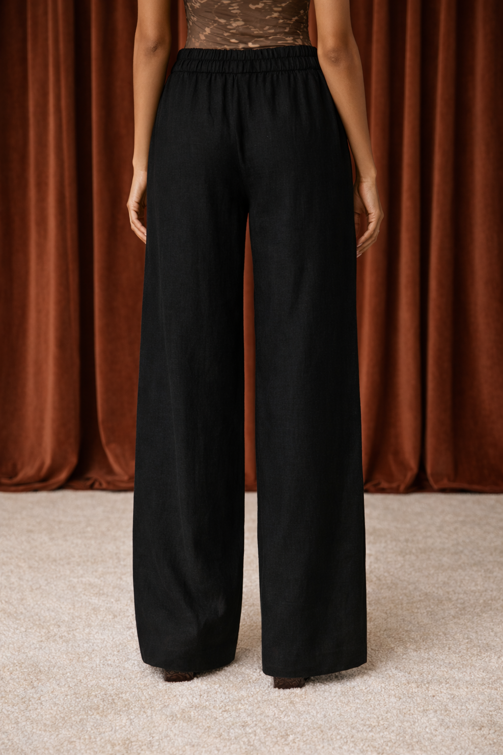 Black Wide Leg Linen Pants