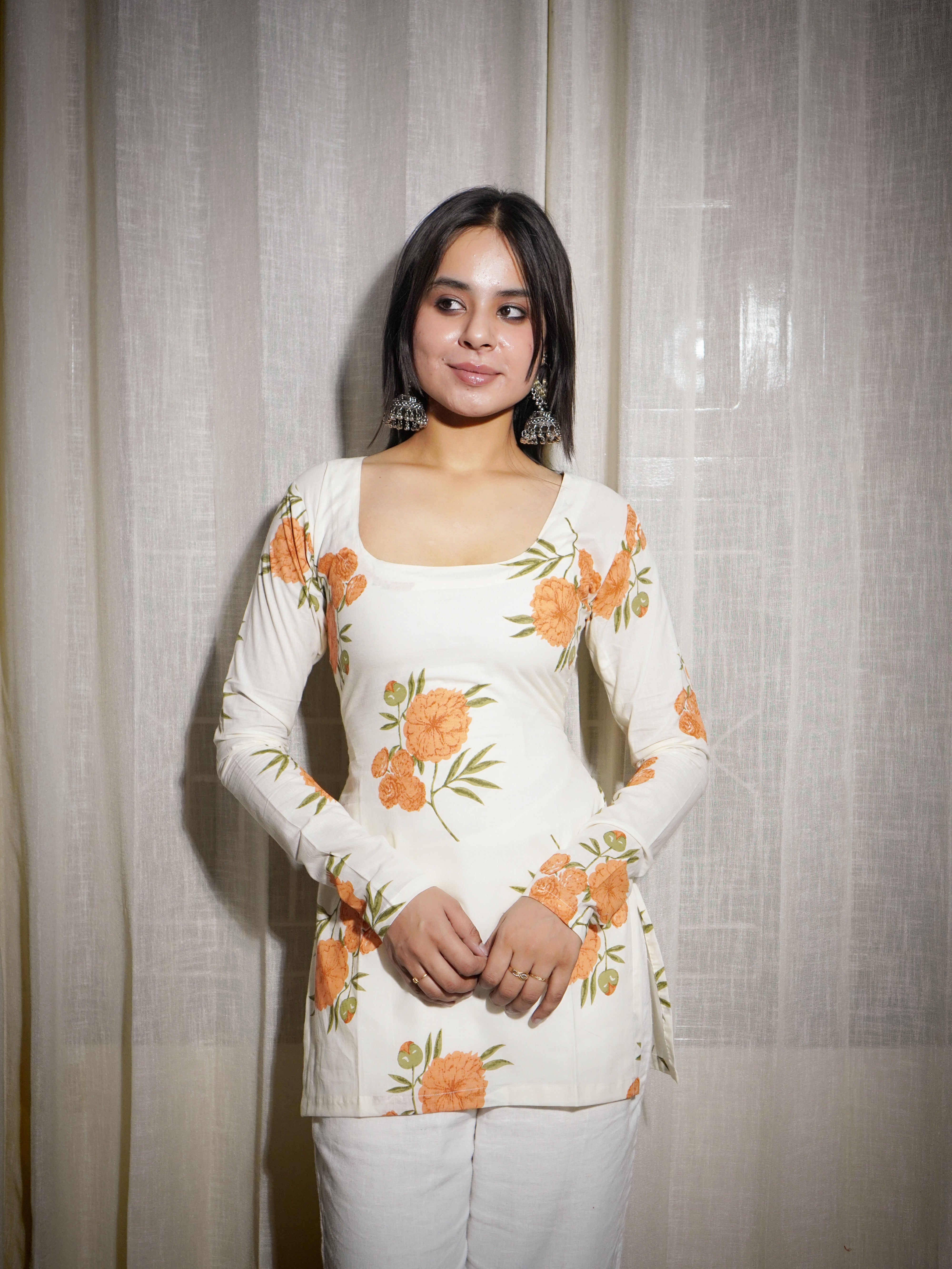 EVAYA FULL SLEEVED CORSET BACK KURTI