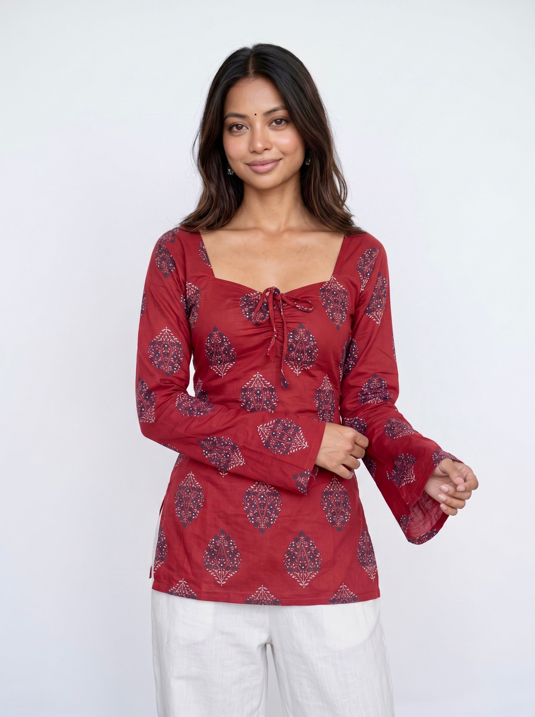 Rehmat Bell Sleeved Corset Back Kurti