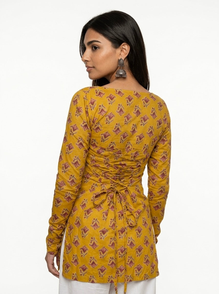 Vira Ful Sleeved Corset Back Kurti