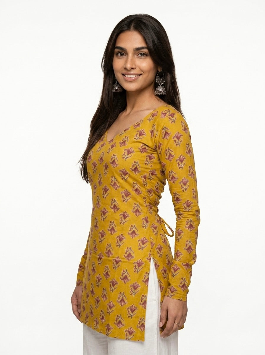 Vira Ful Sleeved Corset Back Kurti