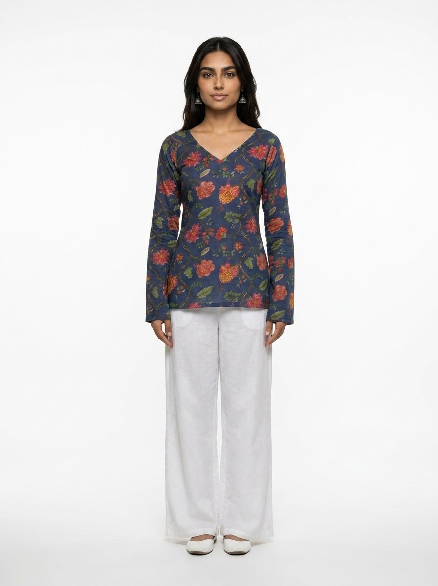 Rooh side bend deep back kurti