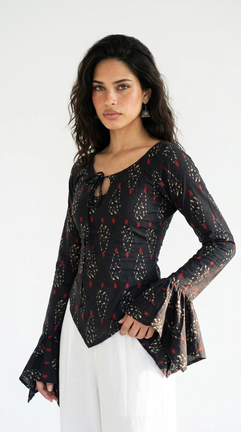 TEVAR RUFFLE SLEEVE CORSET TOP