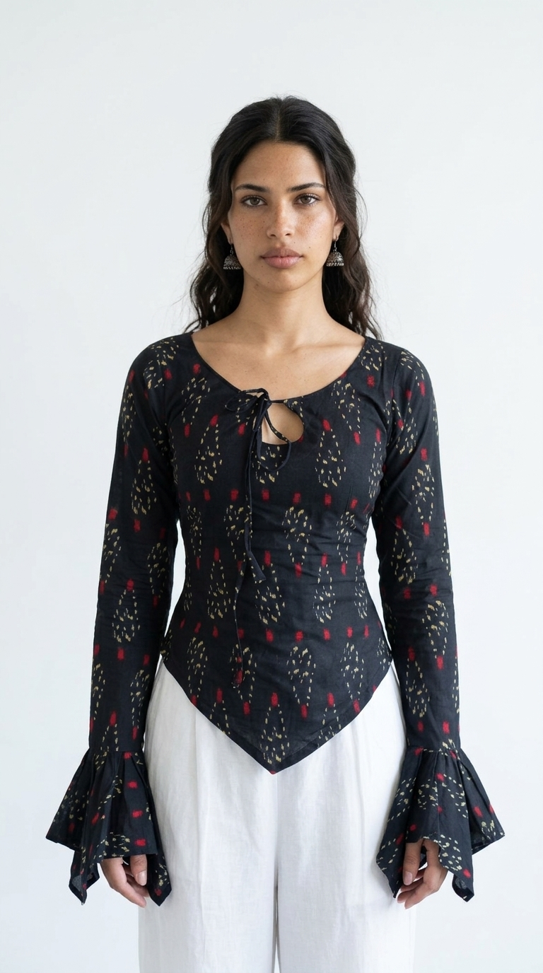 TEVAR RUFFLE SLEEVE CORSET TOP
