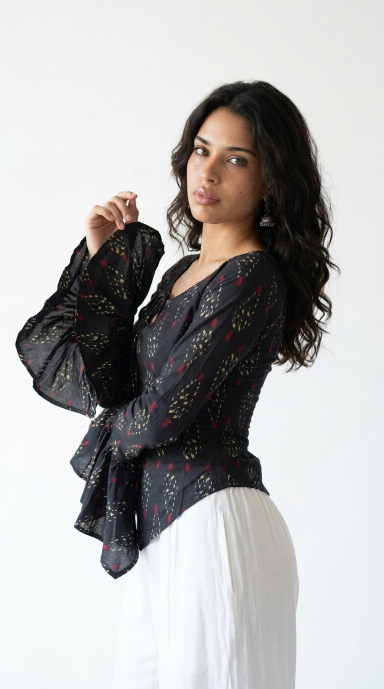 Tevar Ruffle Sleeve Corset Top