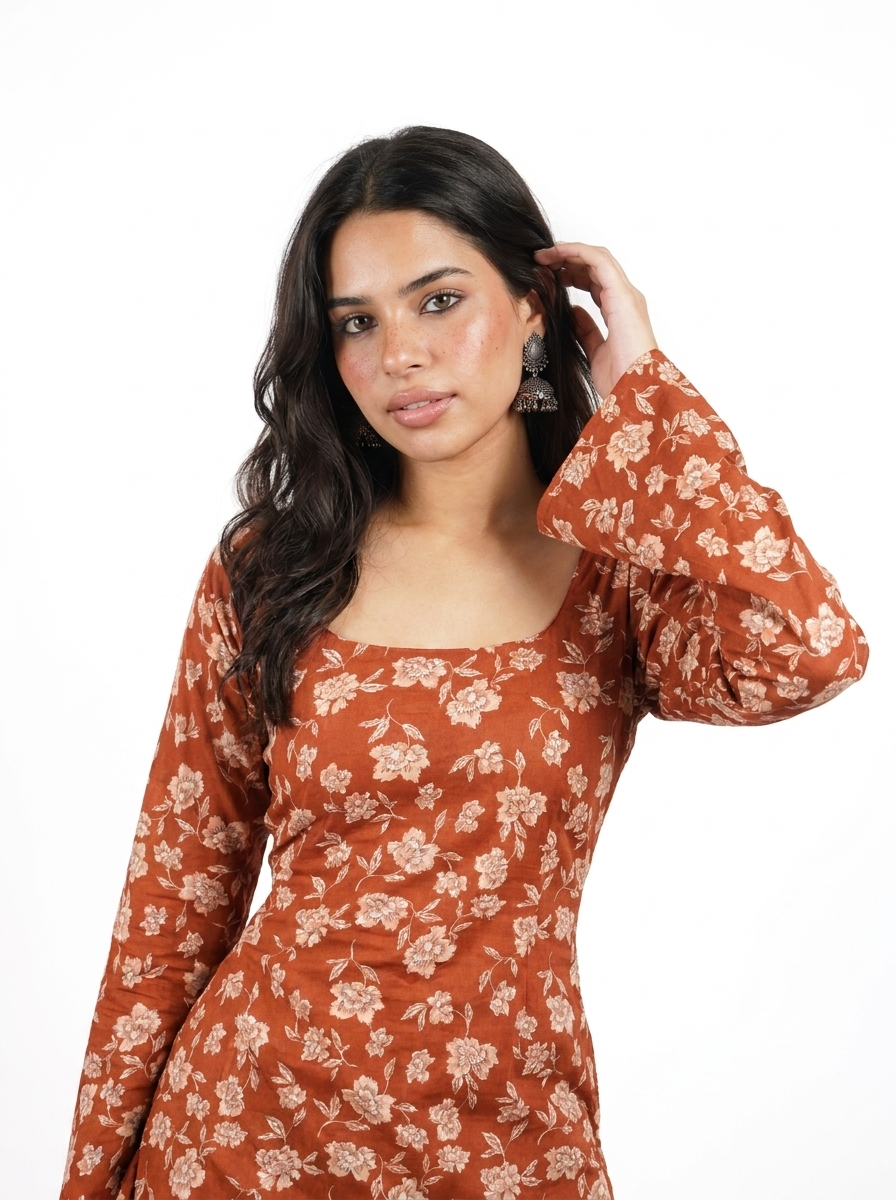 AAROHI DEEP BACK BELL SLEEVED KURTI