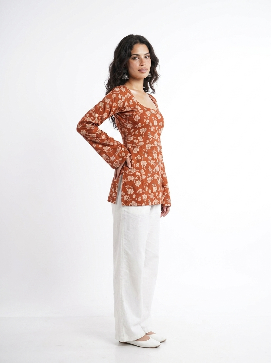 Aarohi Deep Back Bell Sleeved Kurti