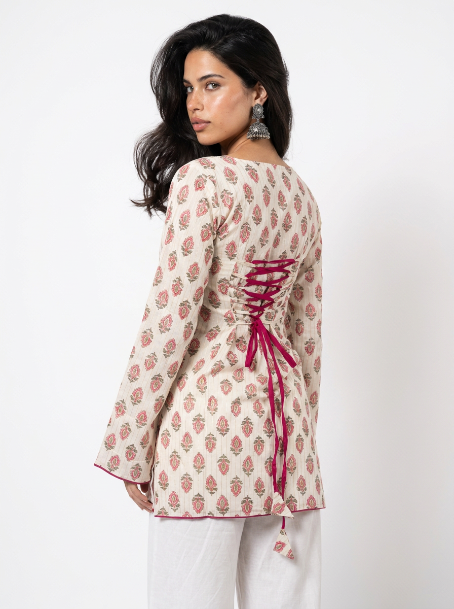 Reya Bell Sleeved Corset Back Kurti