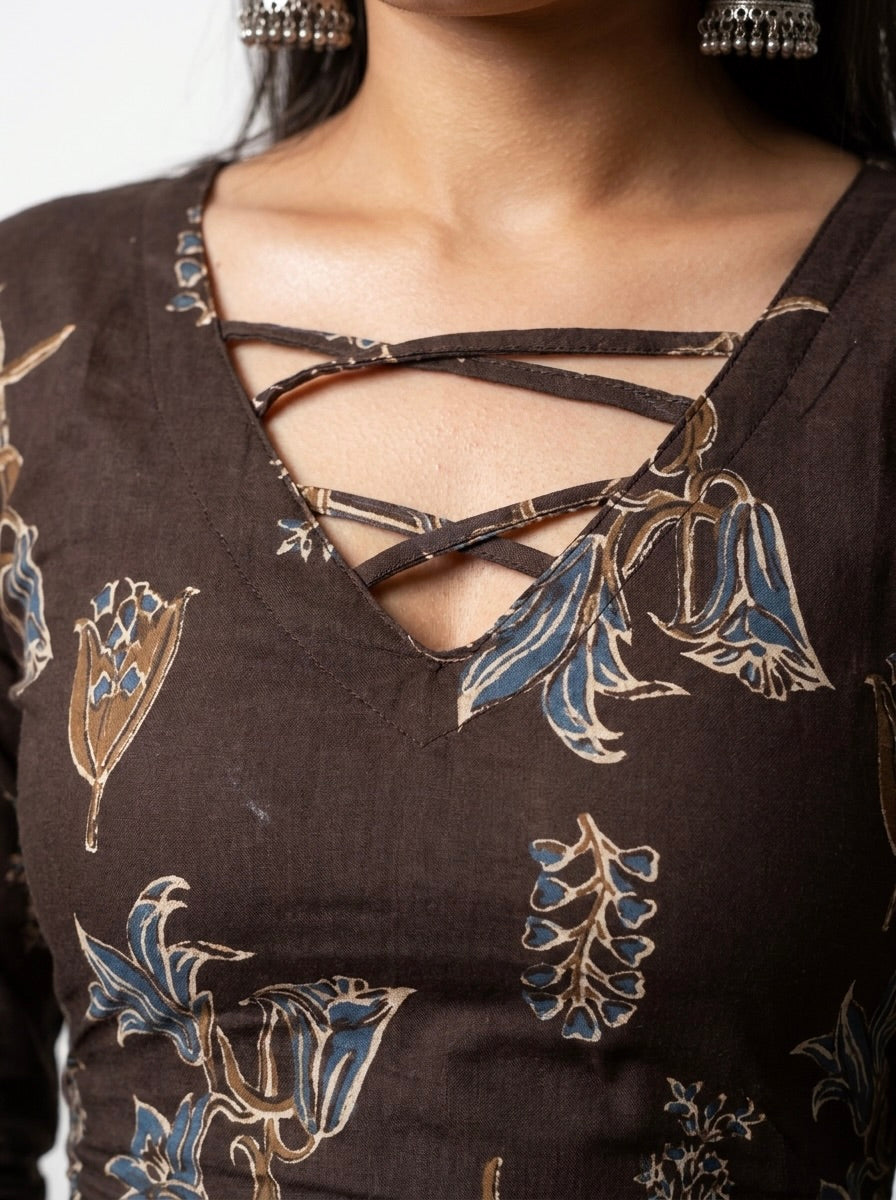 RUHI CRISS CROSS CORSET BACK TOP