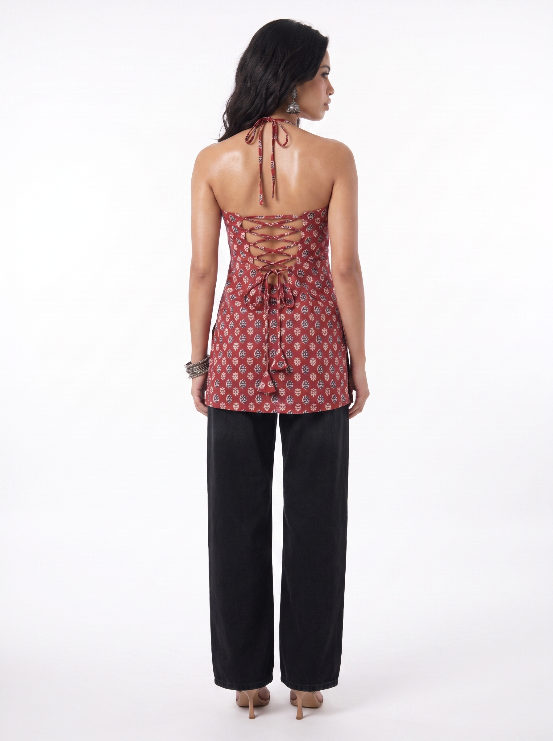 Ruby Vine Halter Kurti