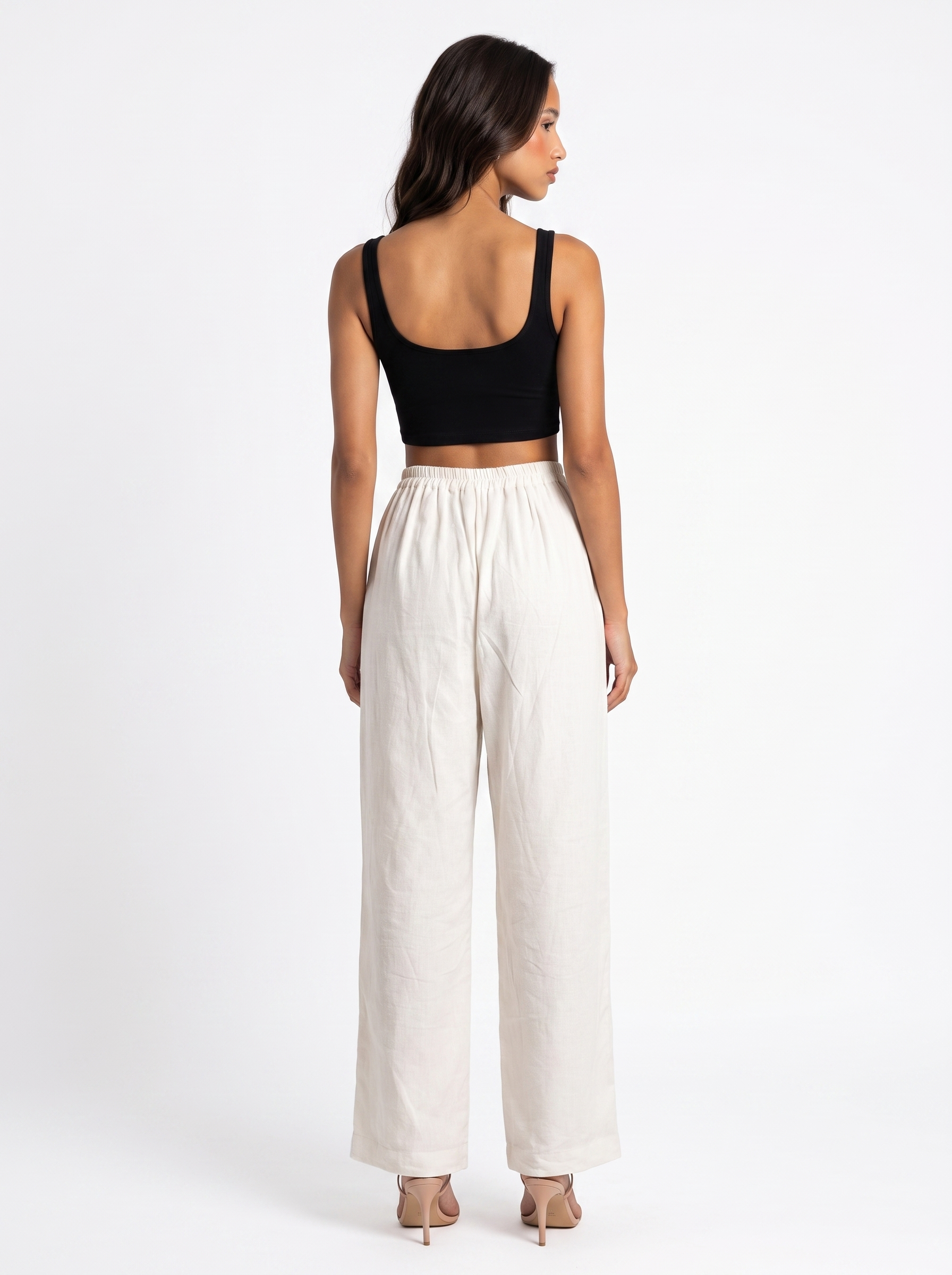 White Wide Leg Linen Pants