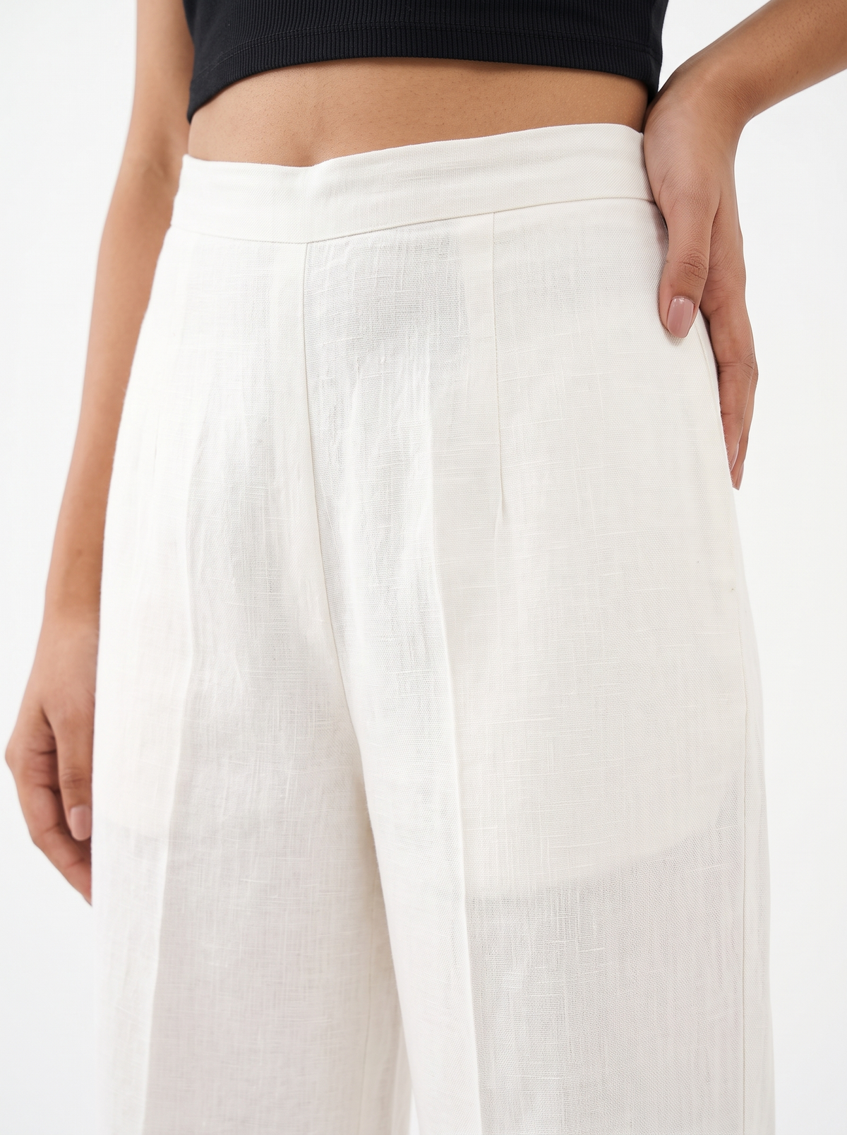 White Wide Leg Linen Pants