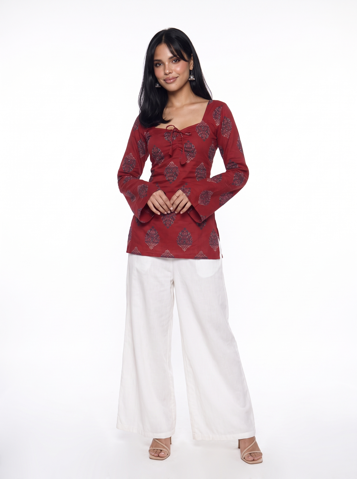 Rehmat Bell Sleeved Corset Back Kurti