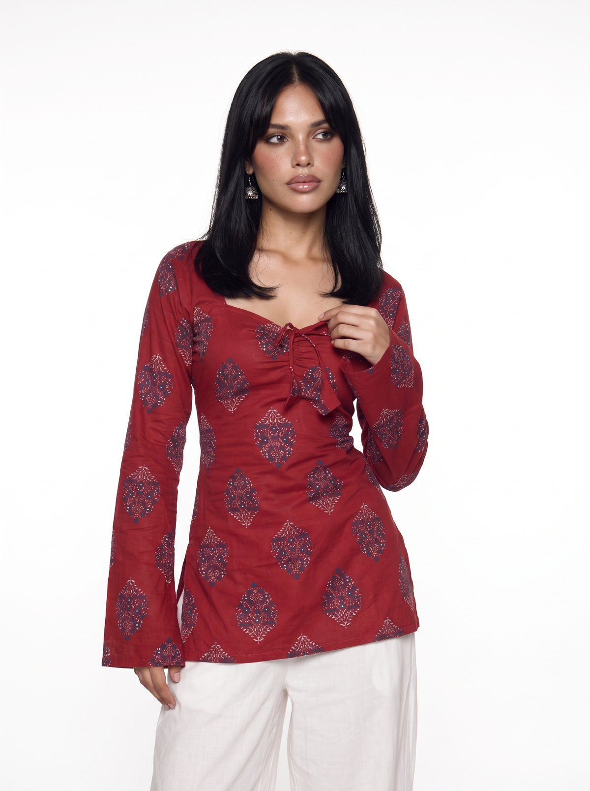 Rehmat Bell Sleeved Corset Back Kurti