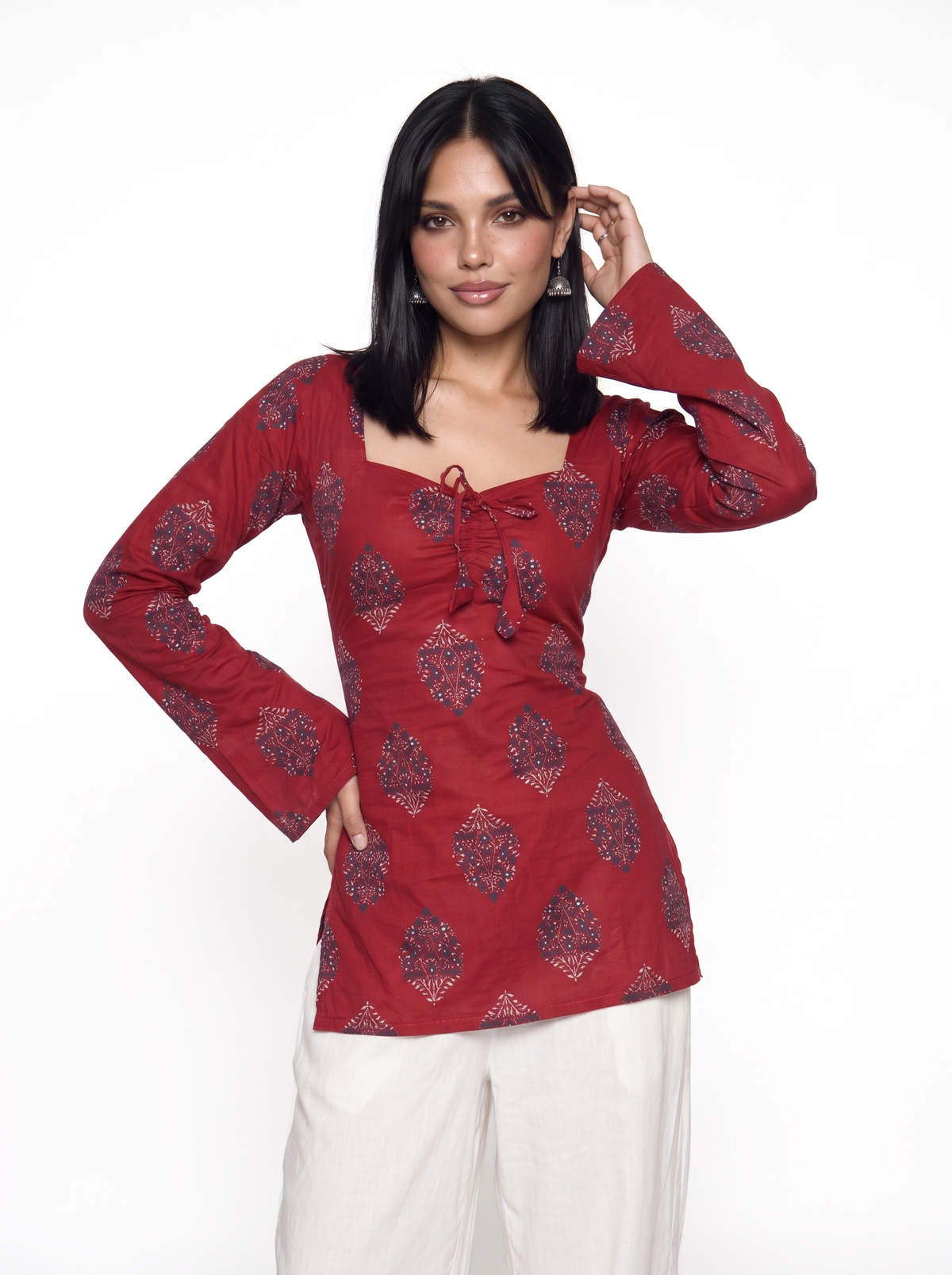 Rehmat Bell Sleeved Corset Back Kurti