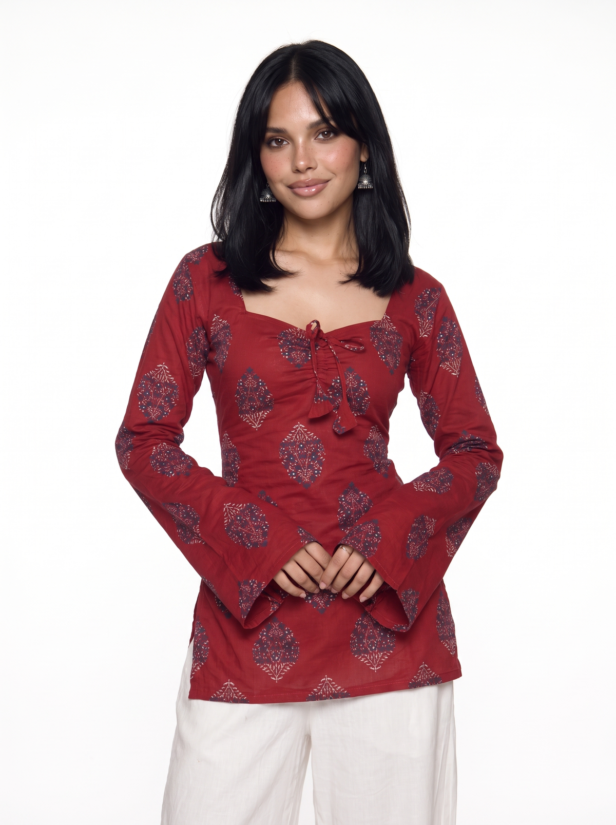Rehmat Bell Sleeved Corset Back Kurti