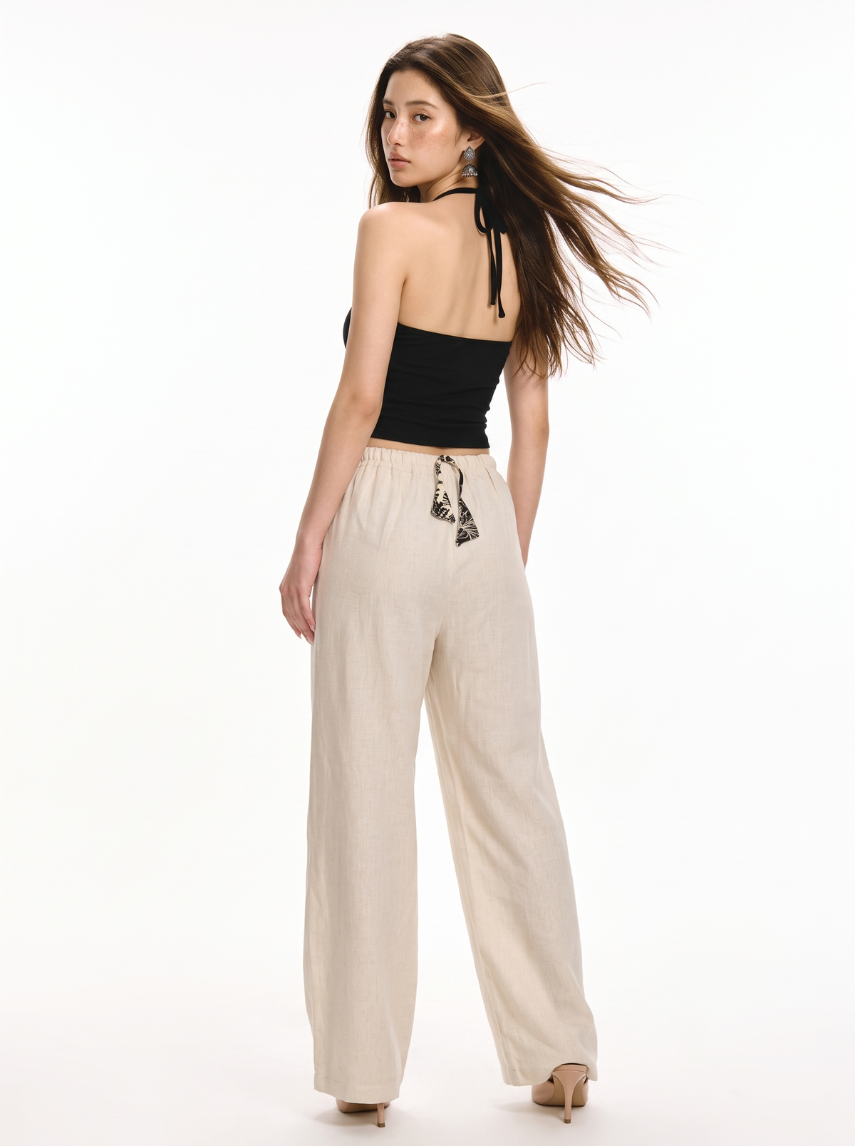 Beige Flared Pants