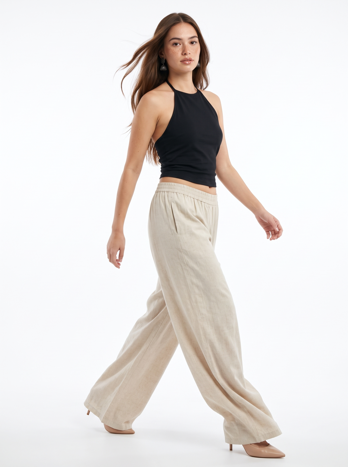 Beige Flared Pants