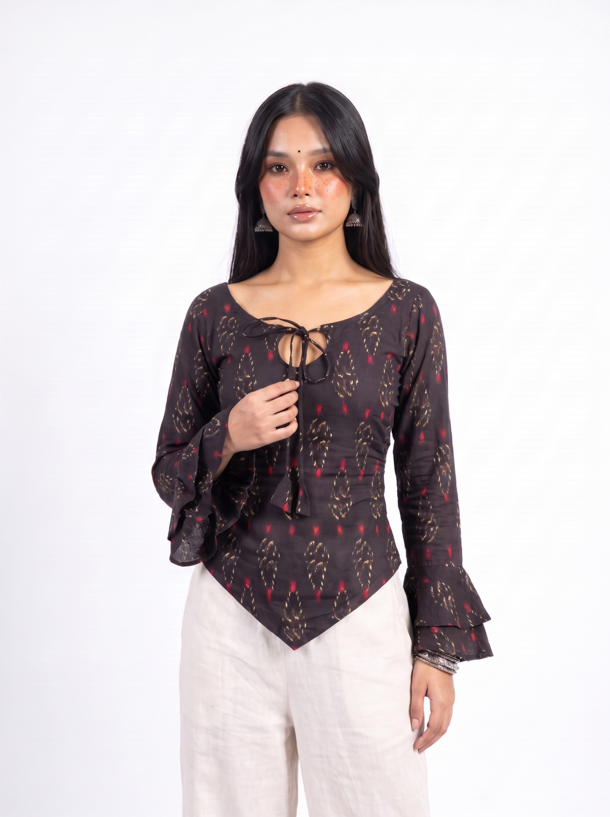 Tevar Ruffle Sleeve Corset Top