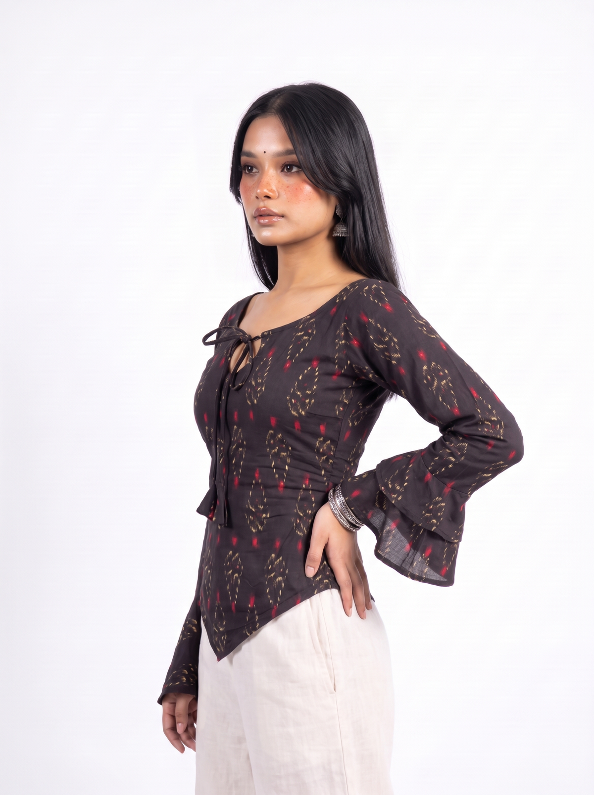Tevar Ruffle Sleeve Corset Top