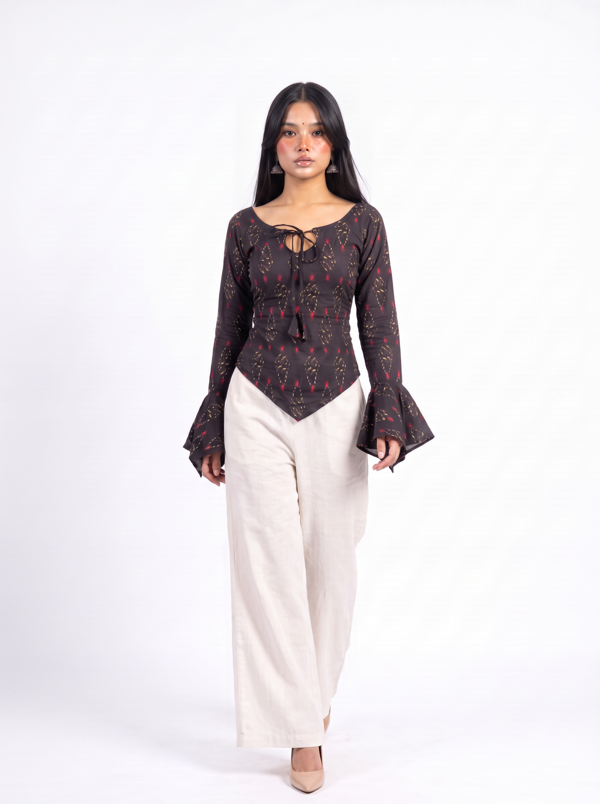 Tevar Ruffle Sleeve Corset Top
