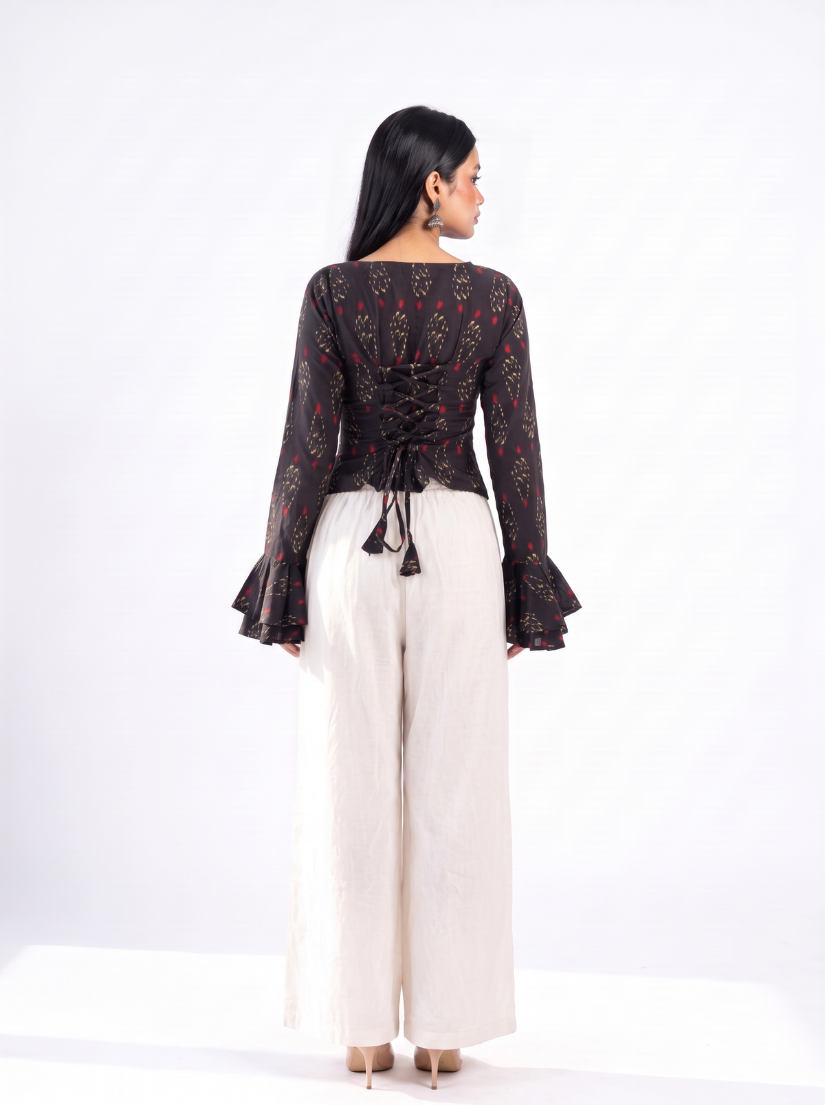 Tevar Ruffle Sleeve Corset Top